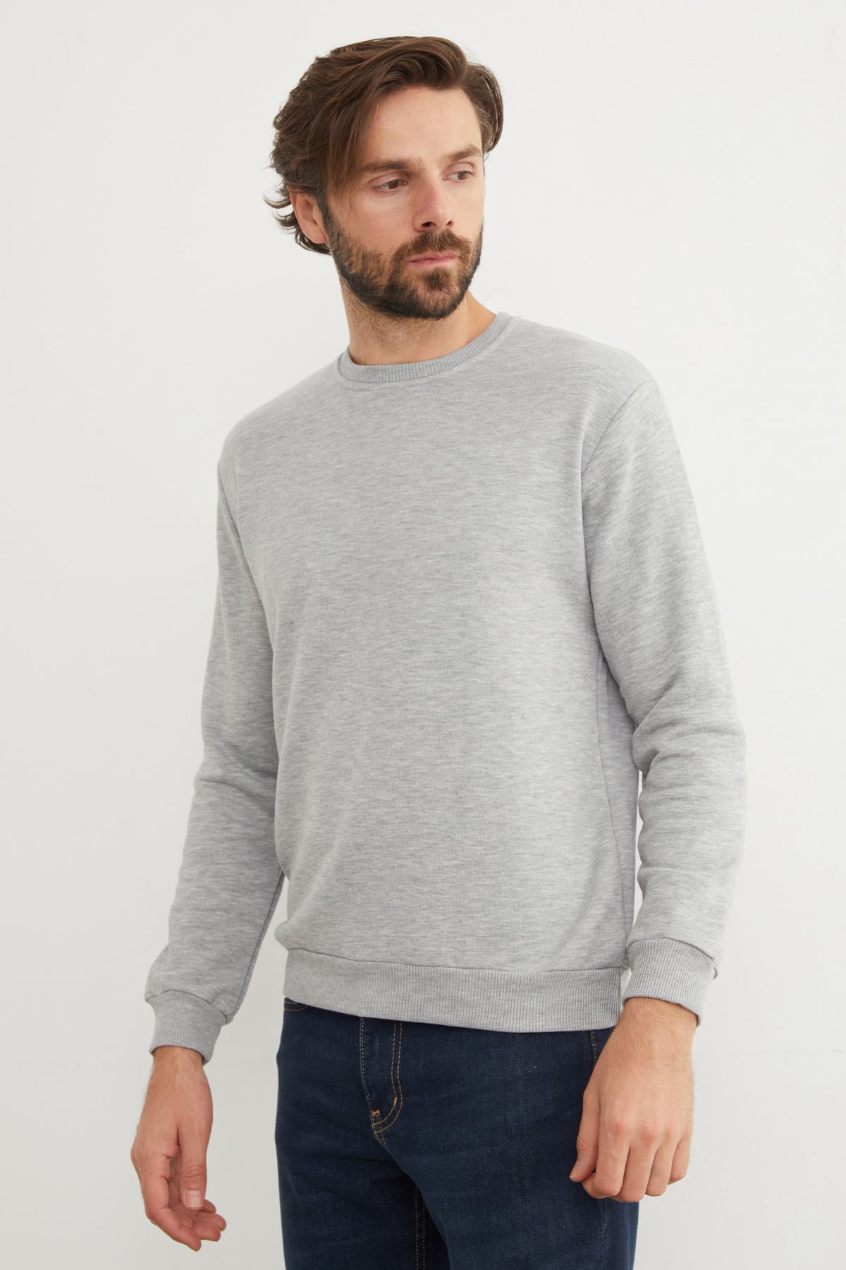3 İplik Basic Bisiklet Yaka Sweatshirt 3