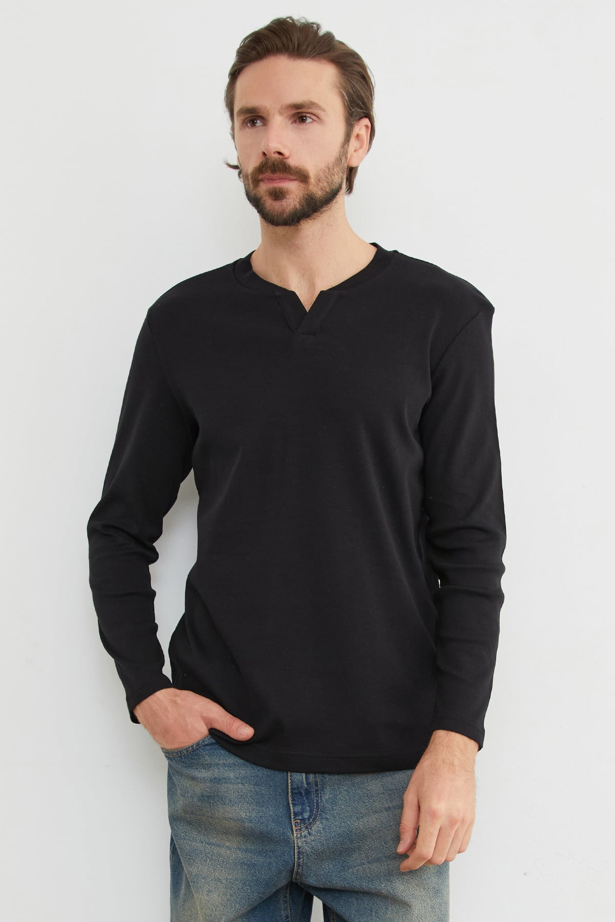 Basic V Yaka Ribanalı Body