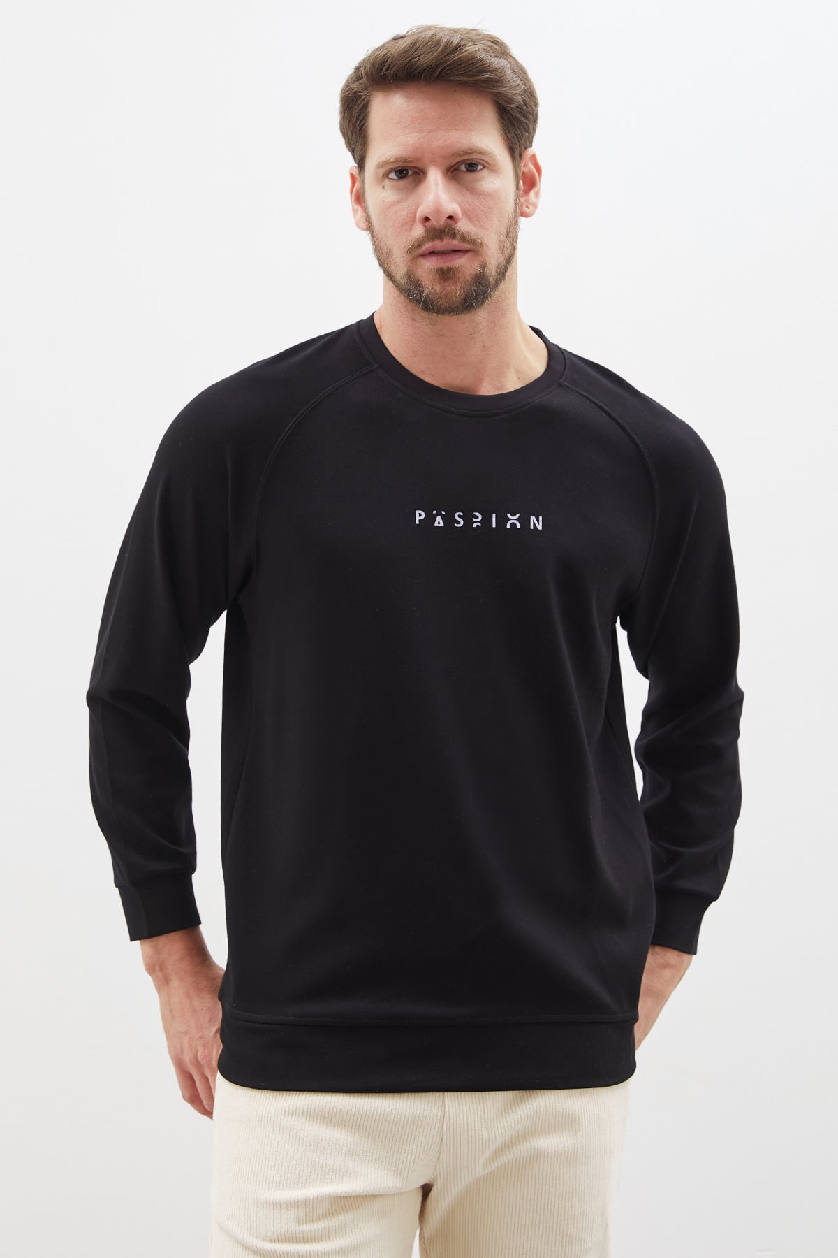 Baskılı Bisiklet Yaka Modal Sweatshirt 4