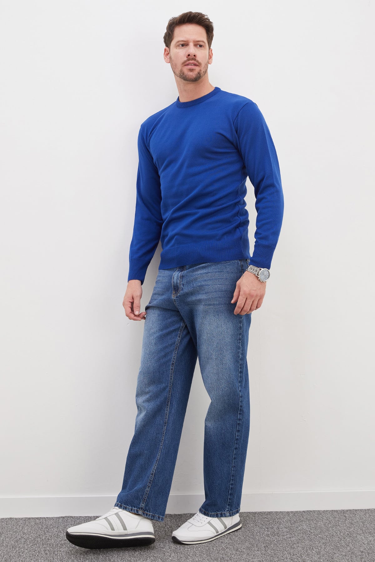 Basic Bisiklet Yaka Regular Fit Triko Kazak 5