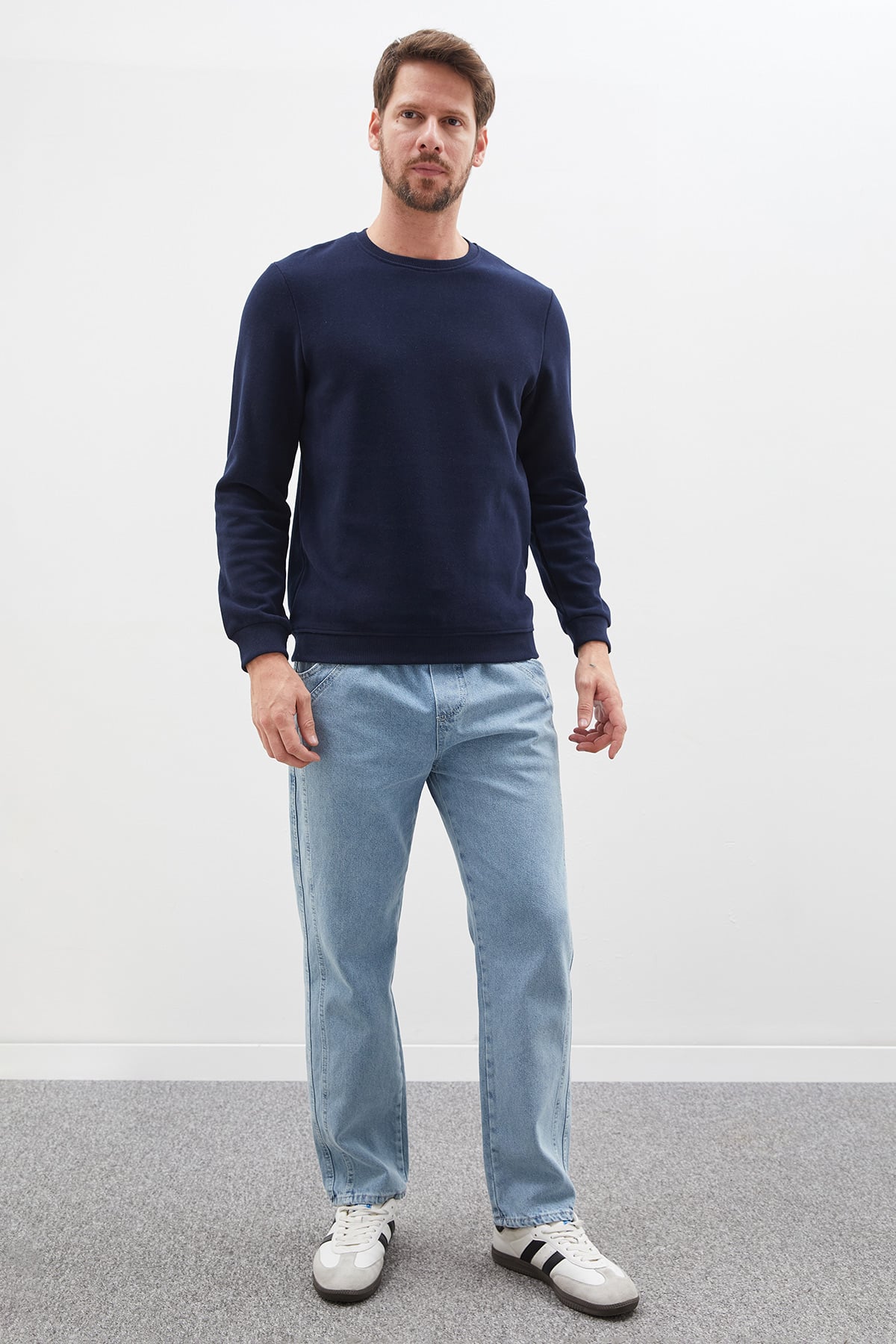 Fitilli Bisiklet Yaka Selanik Örgü Sweatshirt 4