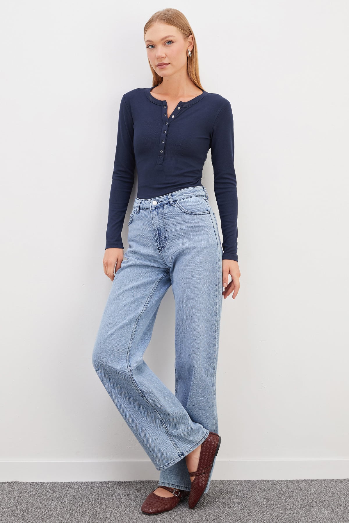 Yarım Çıtçıtlı Slim Fit Bluz 3