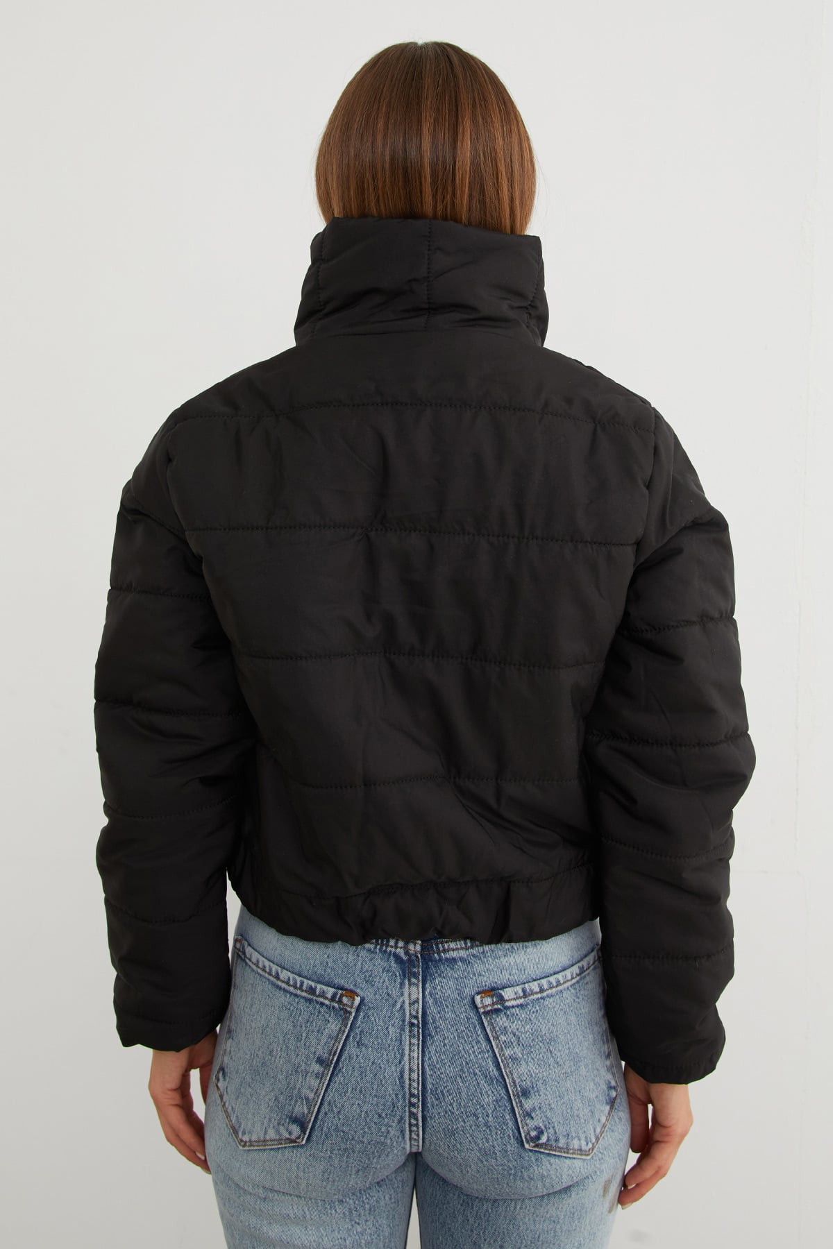 Beli Lastikli Crop Şişme Mont 6