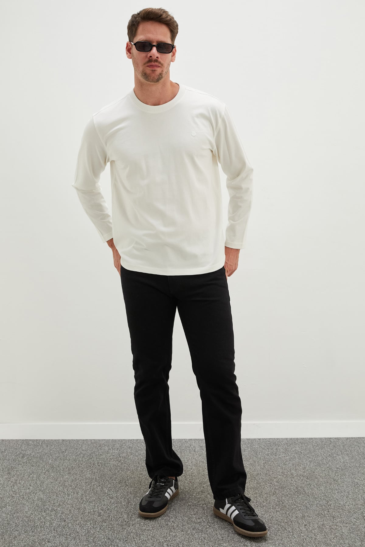 Erkek Siyah Baskılı Bisiklet Yaka Oversize Sweatshirt 3