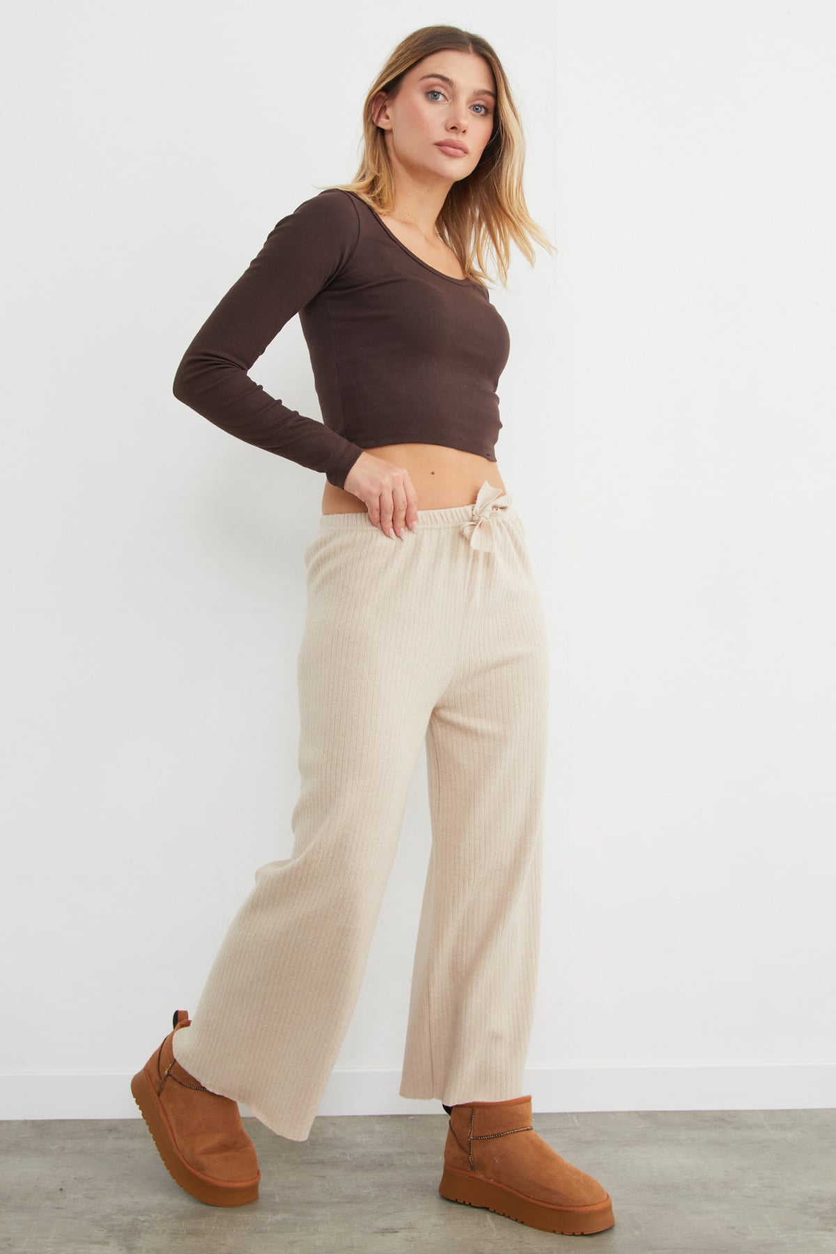 Basic Fitilli Beli Lastikli Pantolon 2