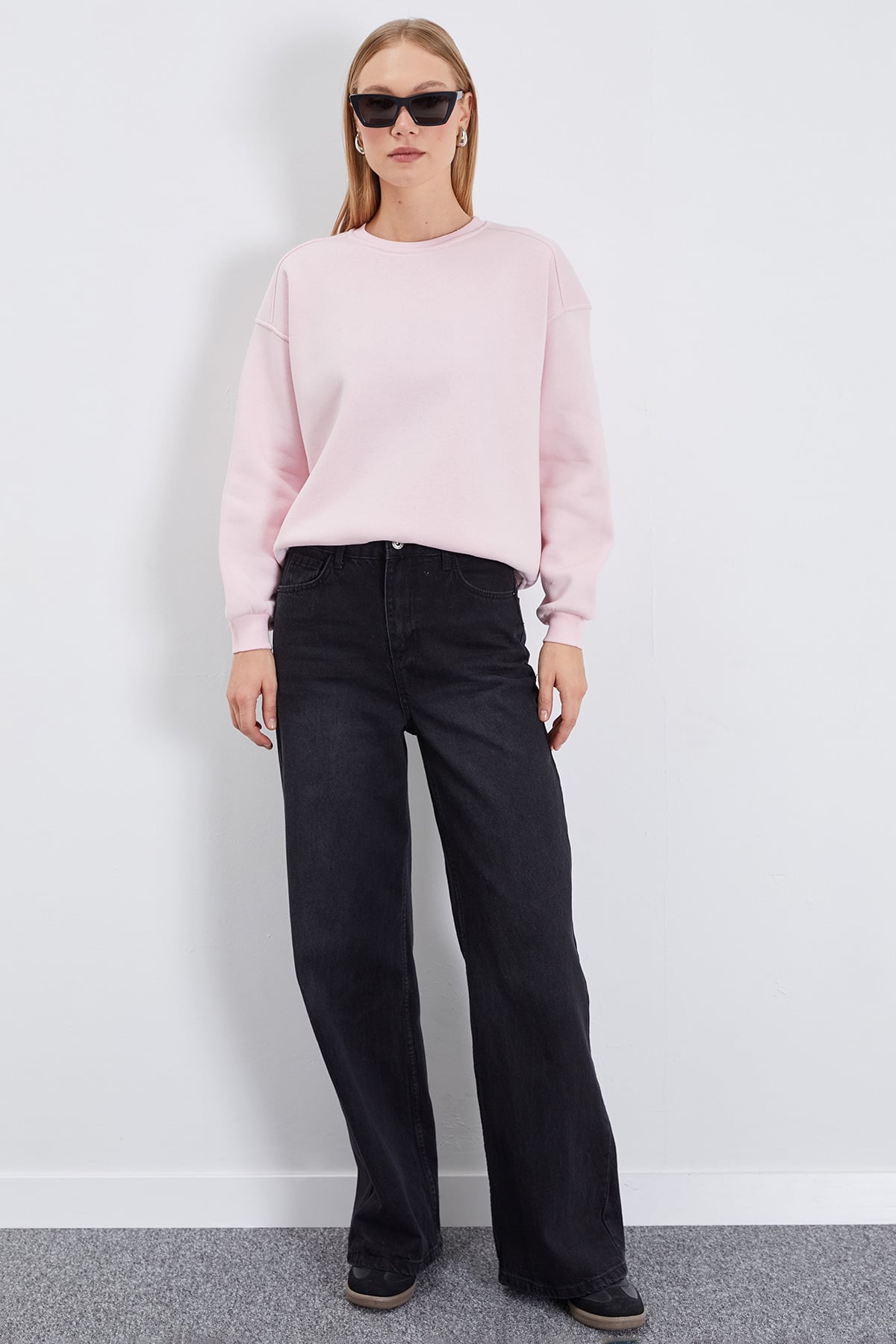 3 İplik Basic Bisiklet Yaka Oversize Sweatshirt 4