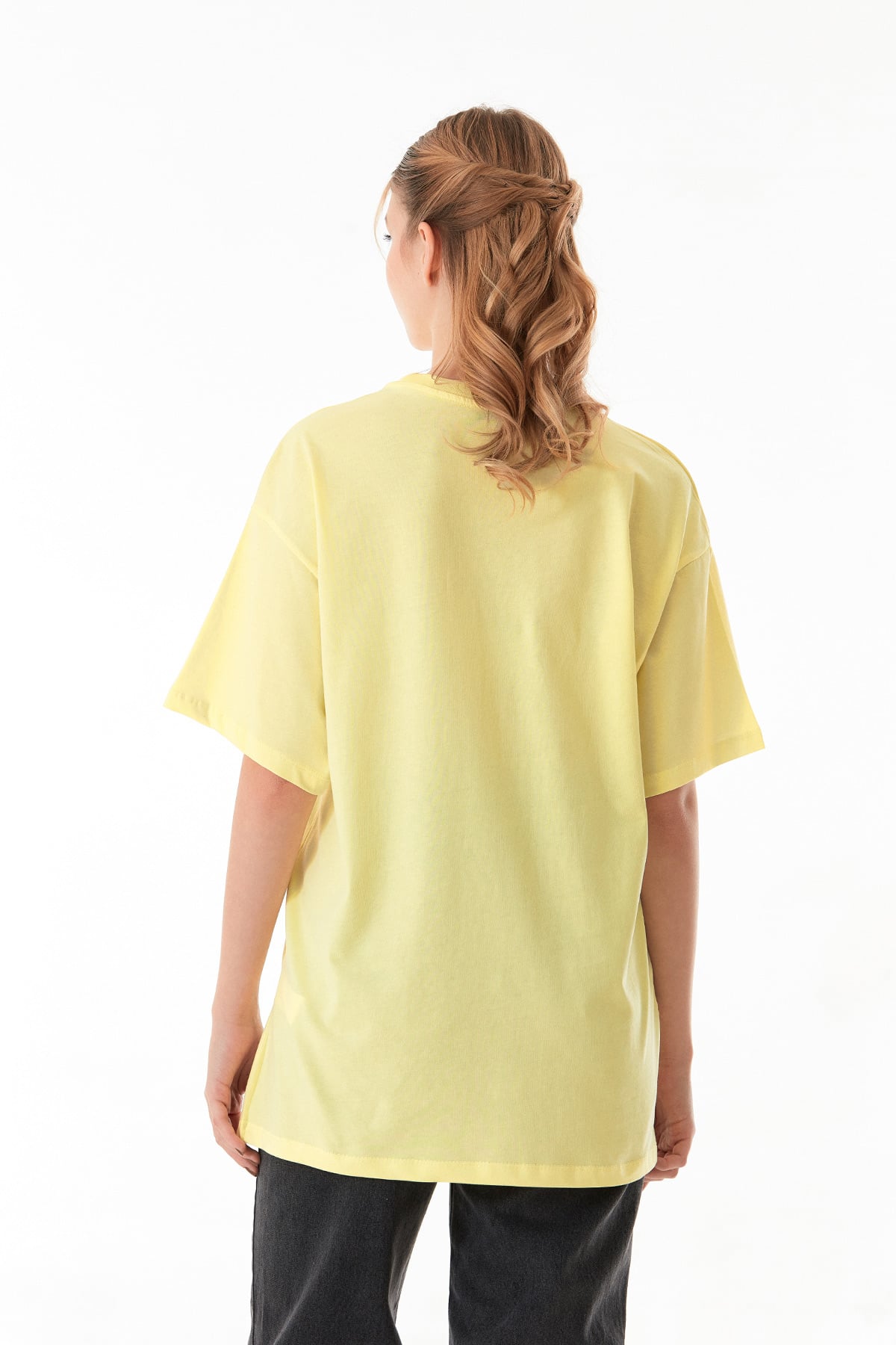 Basic Oversize Bisiklet Yaka Tişört 6