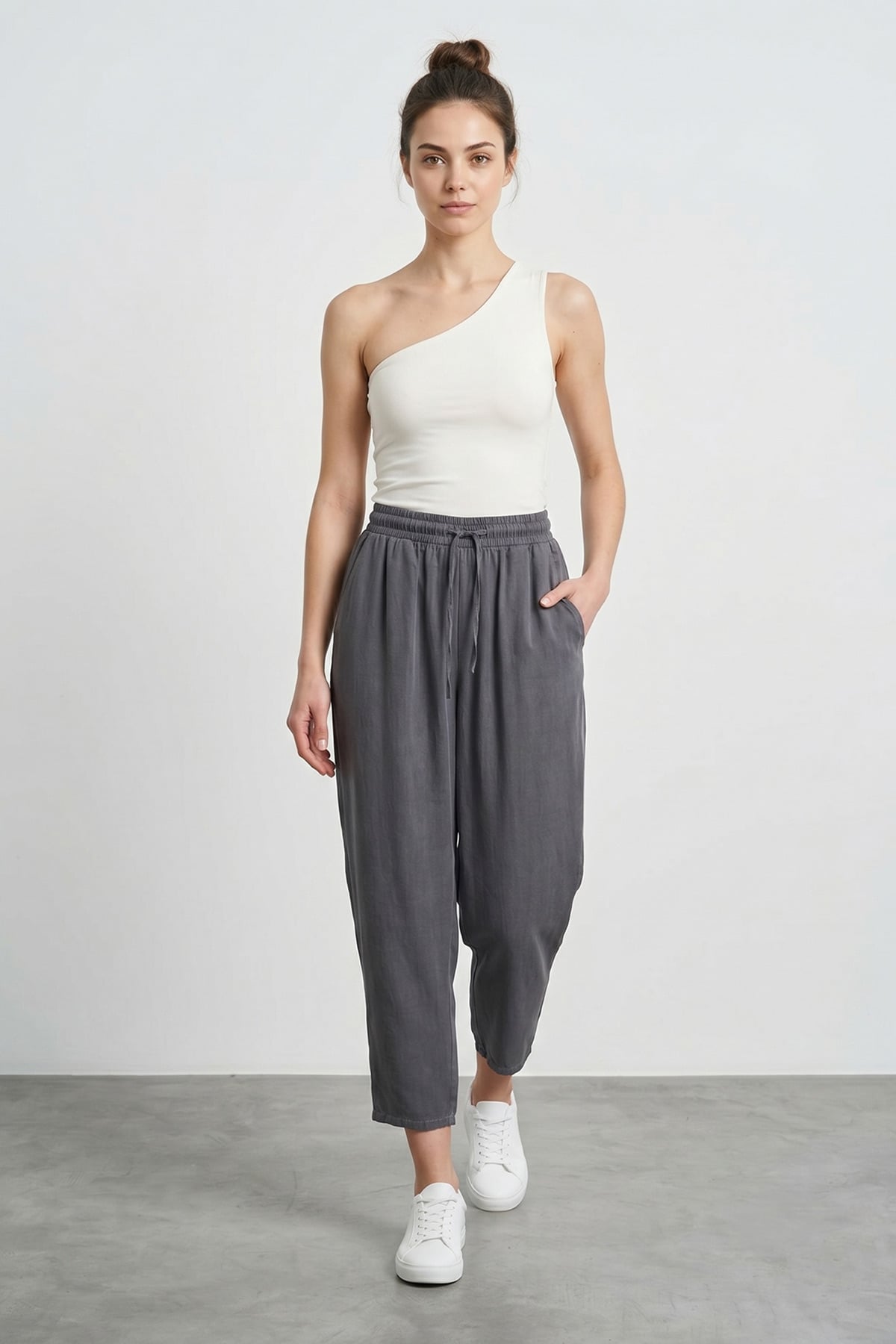 Beli Lastikli Cepli Tencel Kumaş Pantolon 2
