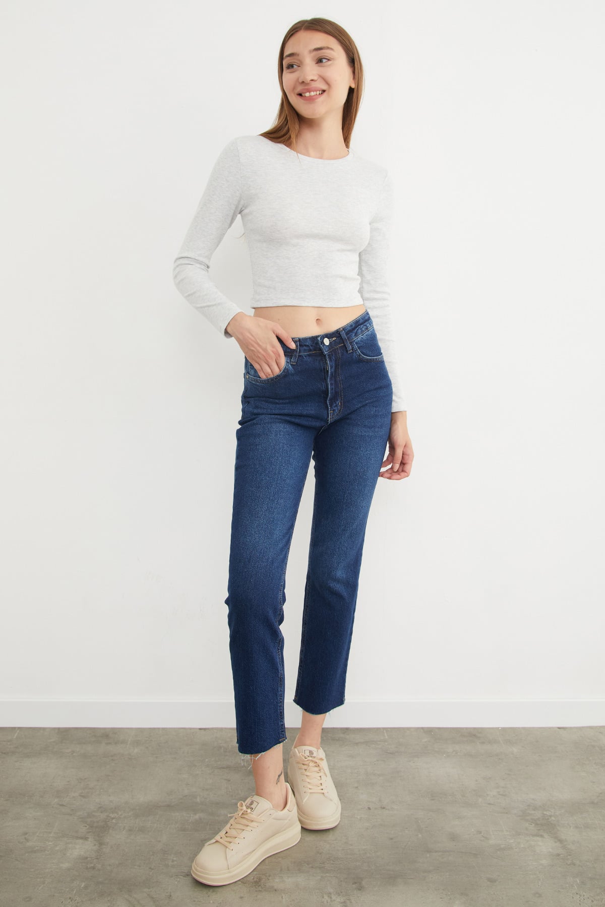Basic Bisiklet Yaka Uzun Kollu Crop Body 3