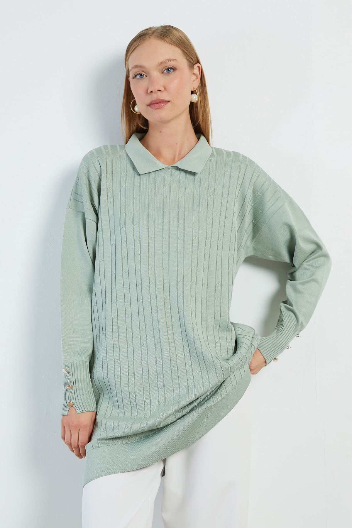 Fullamodest Jakarlı Polo Yaka Tunik 2