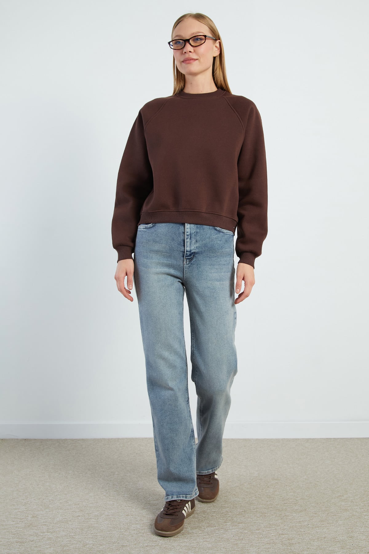 3 İplik Basic Bisiklet Yaka Oversize Sweatshirt 3