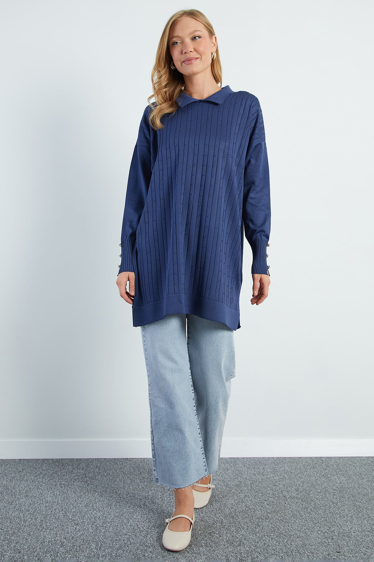 Fullamodest Jakarlı Polo Yaka Tunik 4