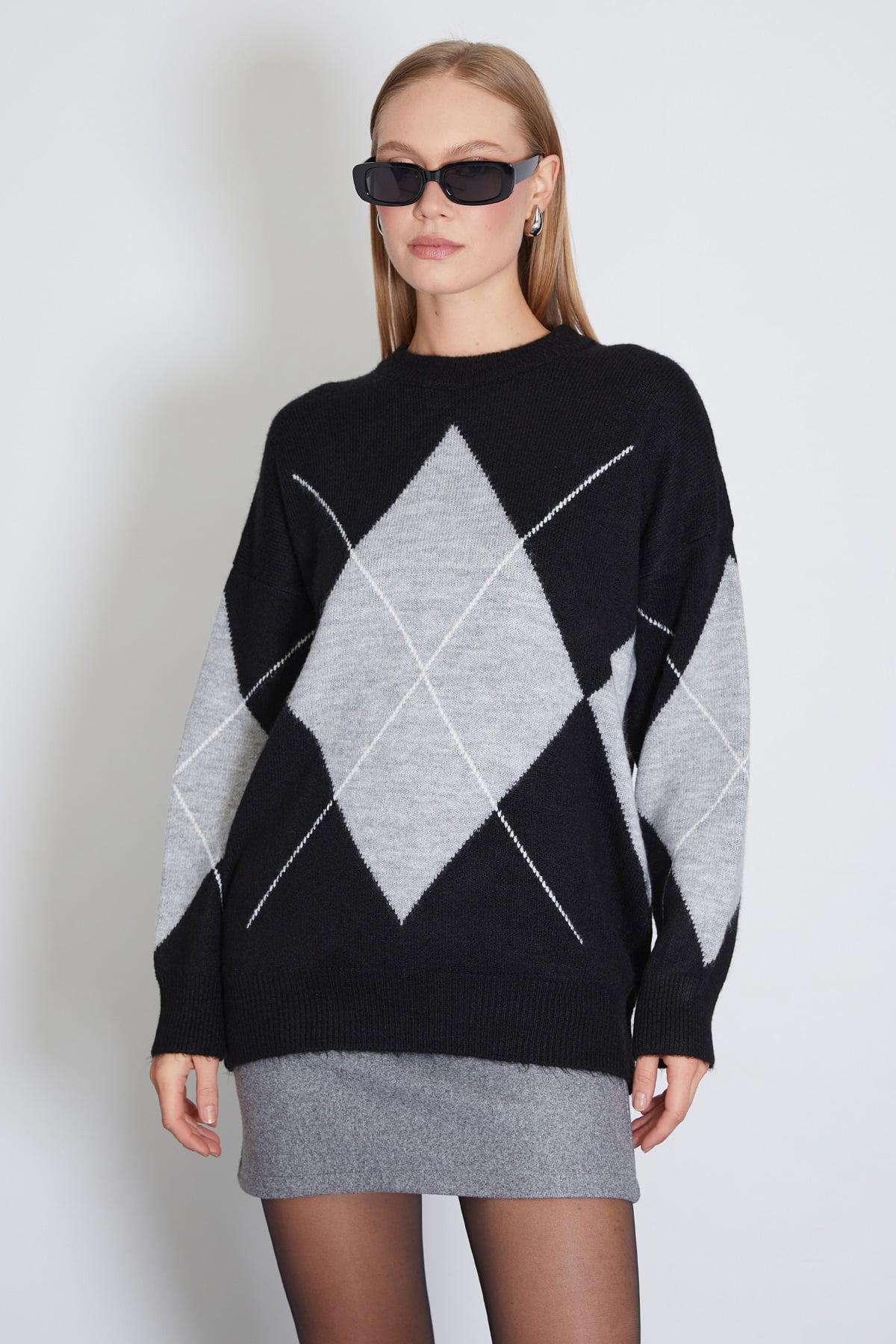 Baklava Desenli Oversize Kazak 2
