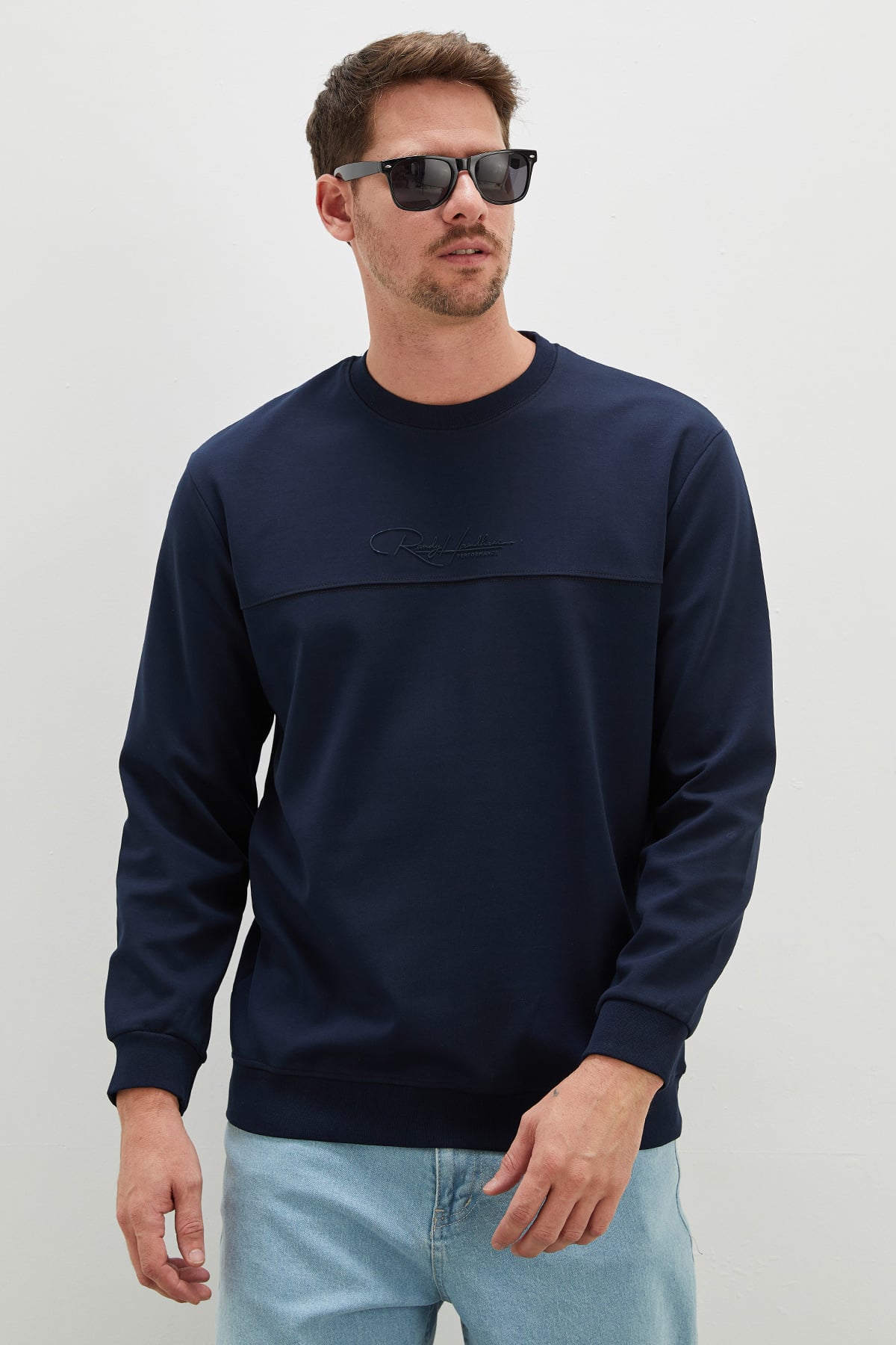Kabartma Baskılı Çimalı Bisiklet Yaka Sweatshirt 4
