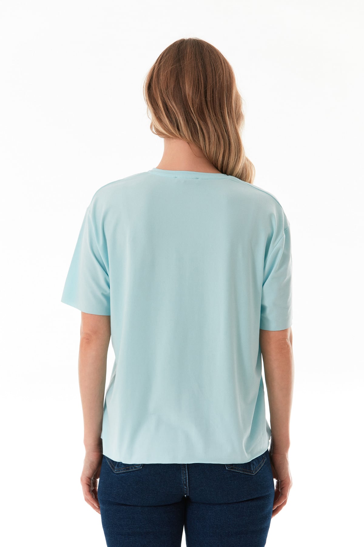 Basic Bisiklet Yaka Oversize Modal Tişört 6