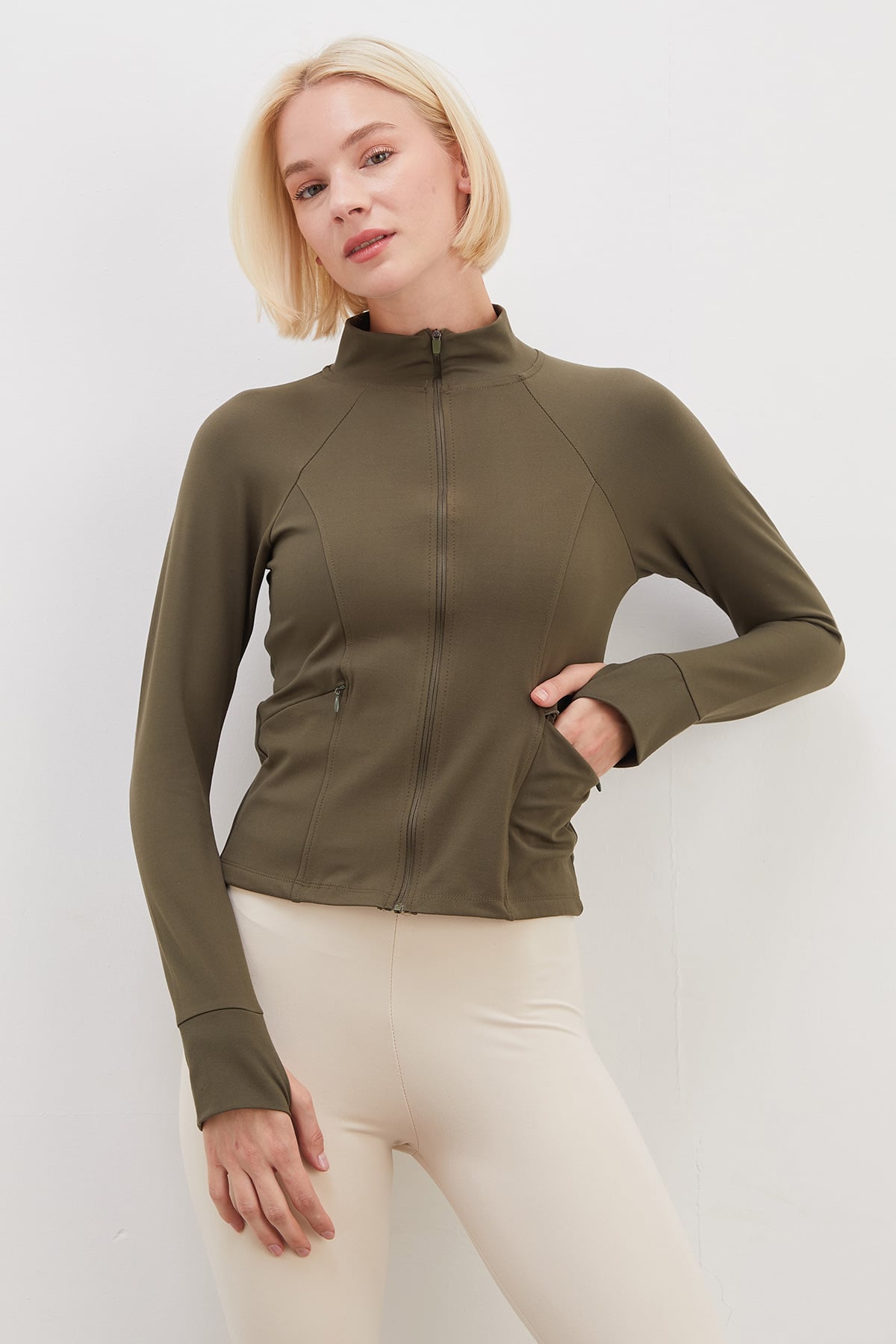Parmak Geçirmeli Dalgıç Kumaş Slim Fit Ceket 2