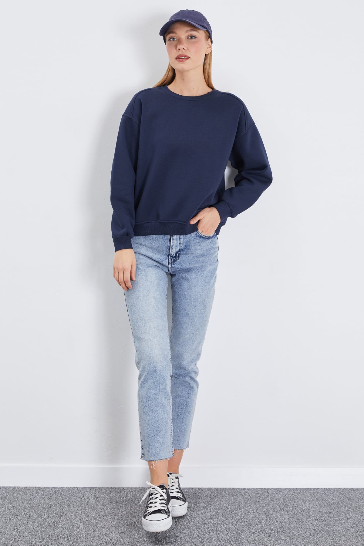 3 İplik Basic Bisiklet Yaka Oversize Sweatshirt 6