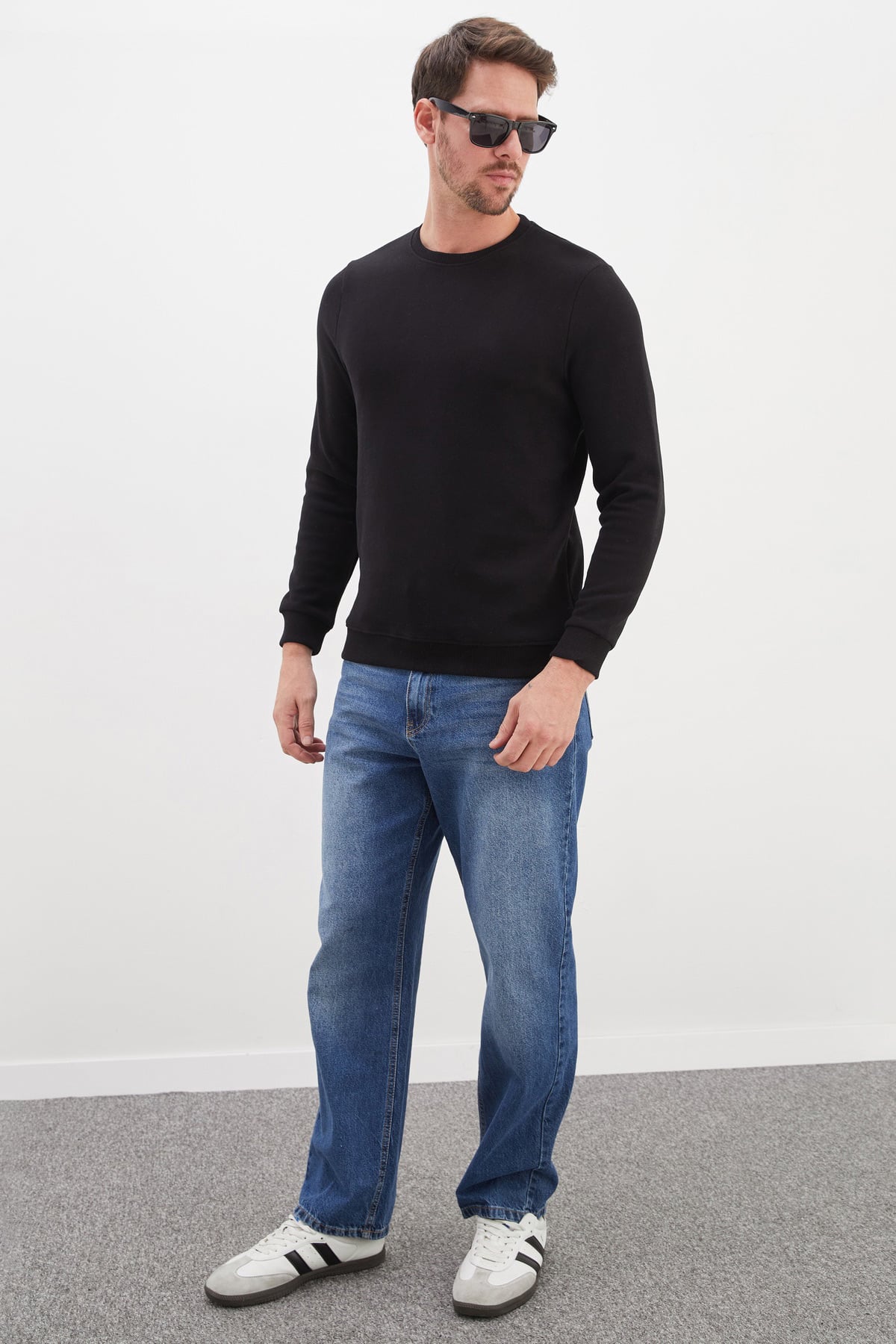 Erkek Fitilli Bisiklet Yaka Selanik Örgü Sweatshirt 2
