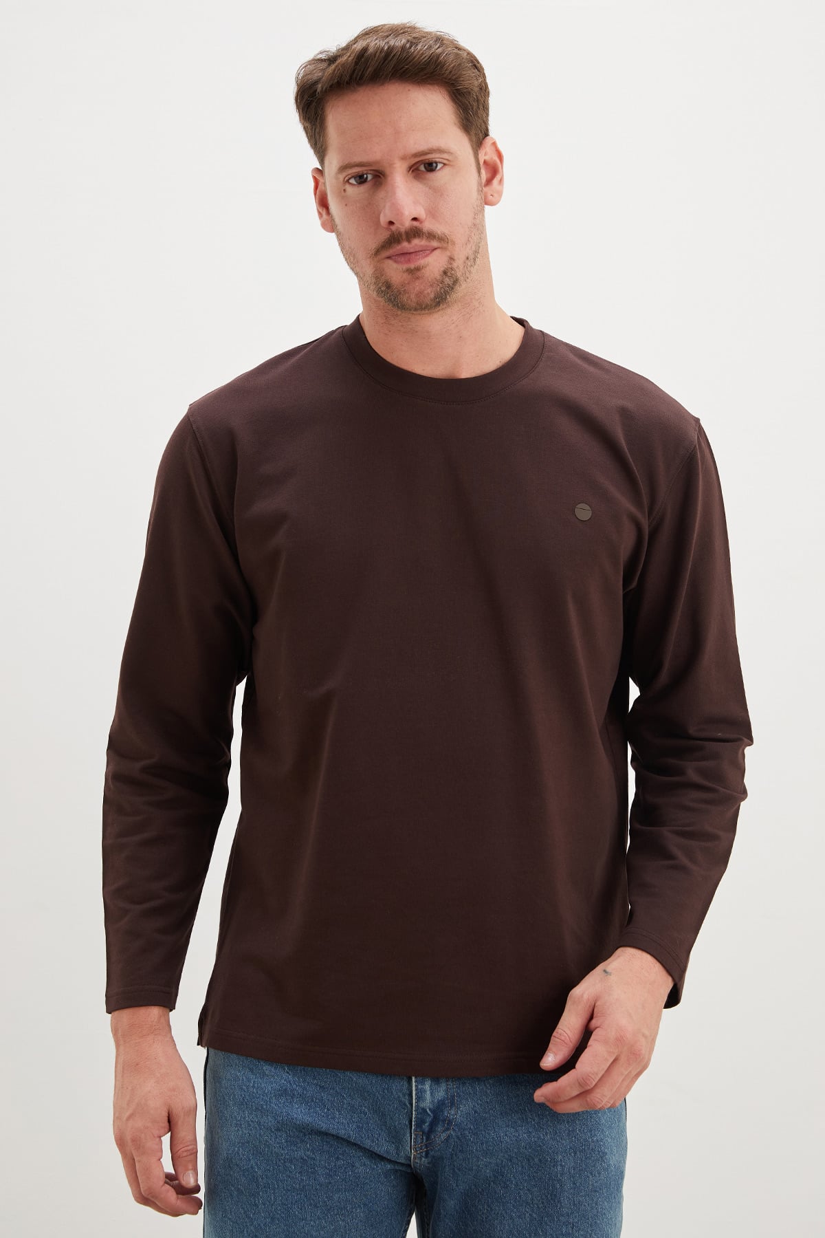 Baskılı Bisiklet Yaka Sweatshirt 4