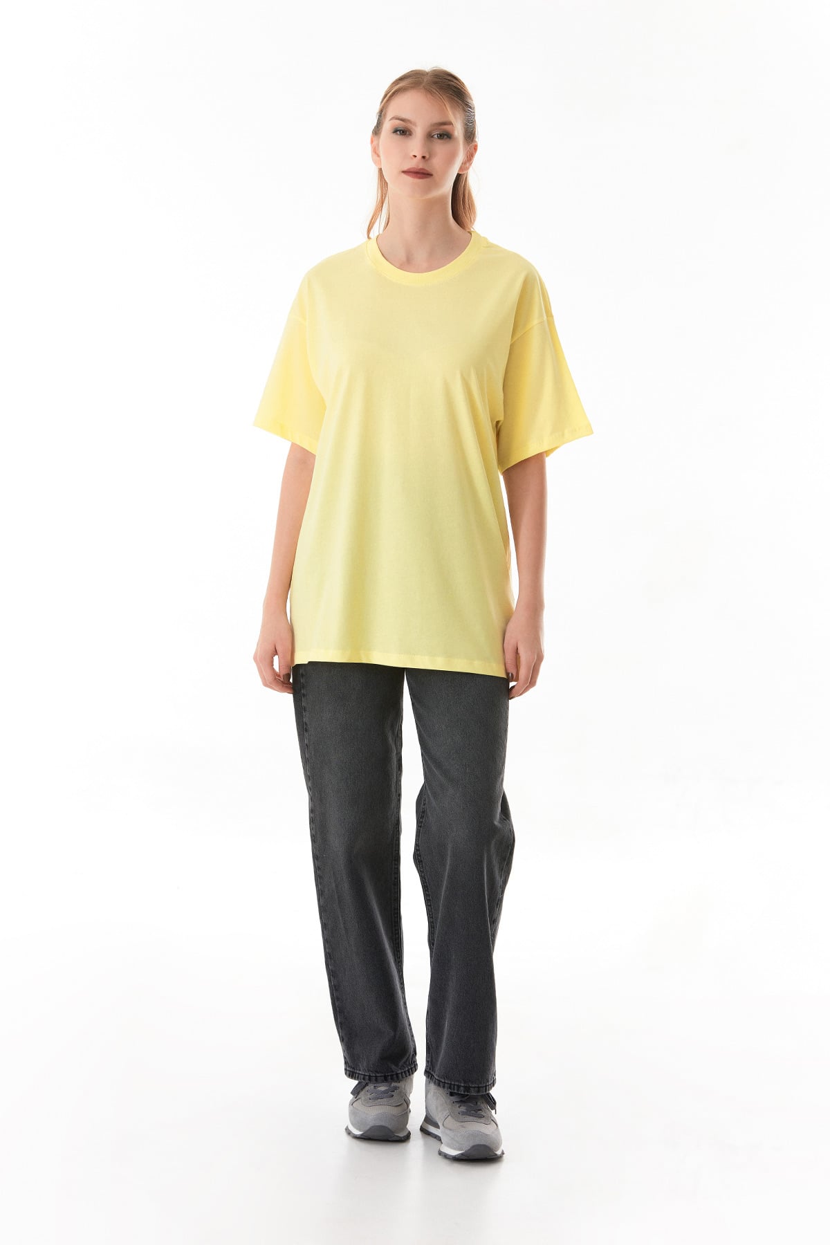Basic Oversize Bisiklet Yaka Tişört 4
