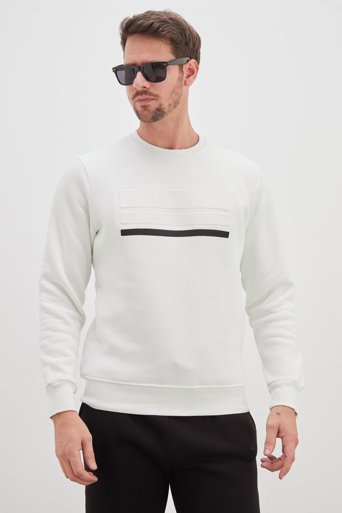 3 İplik Baskılı Bisiklet Yaka Sweatshirt 3