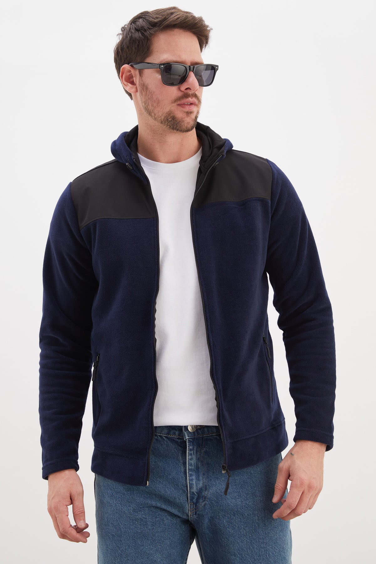 Fermuarlı Kapüşonlu Polar Sweatshirt 3