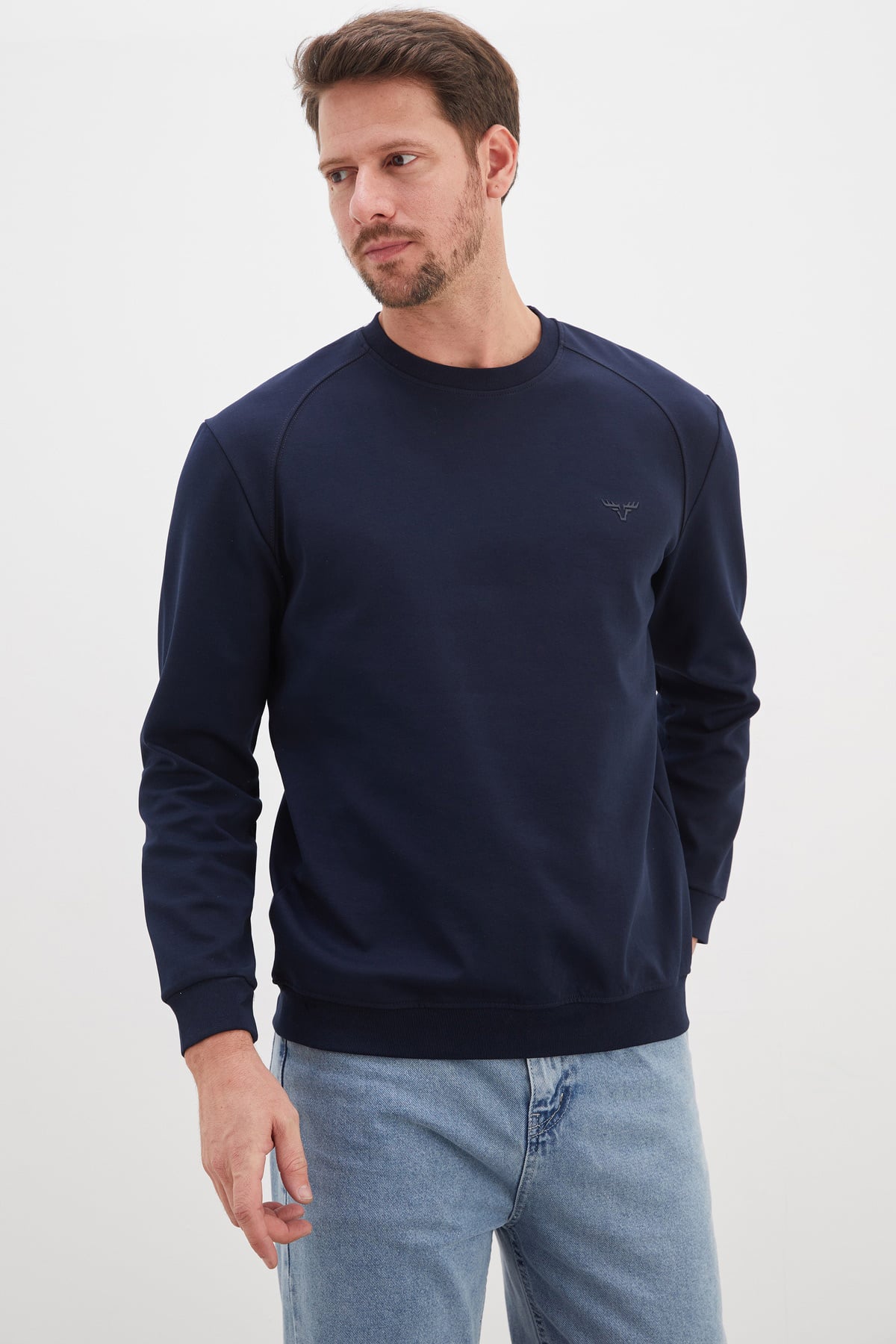 Baskılı Bisiklet Yaka İnterlok Sweatshirt 3