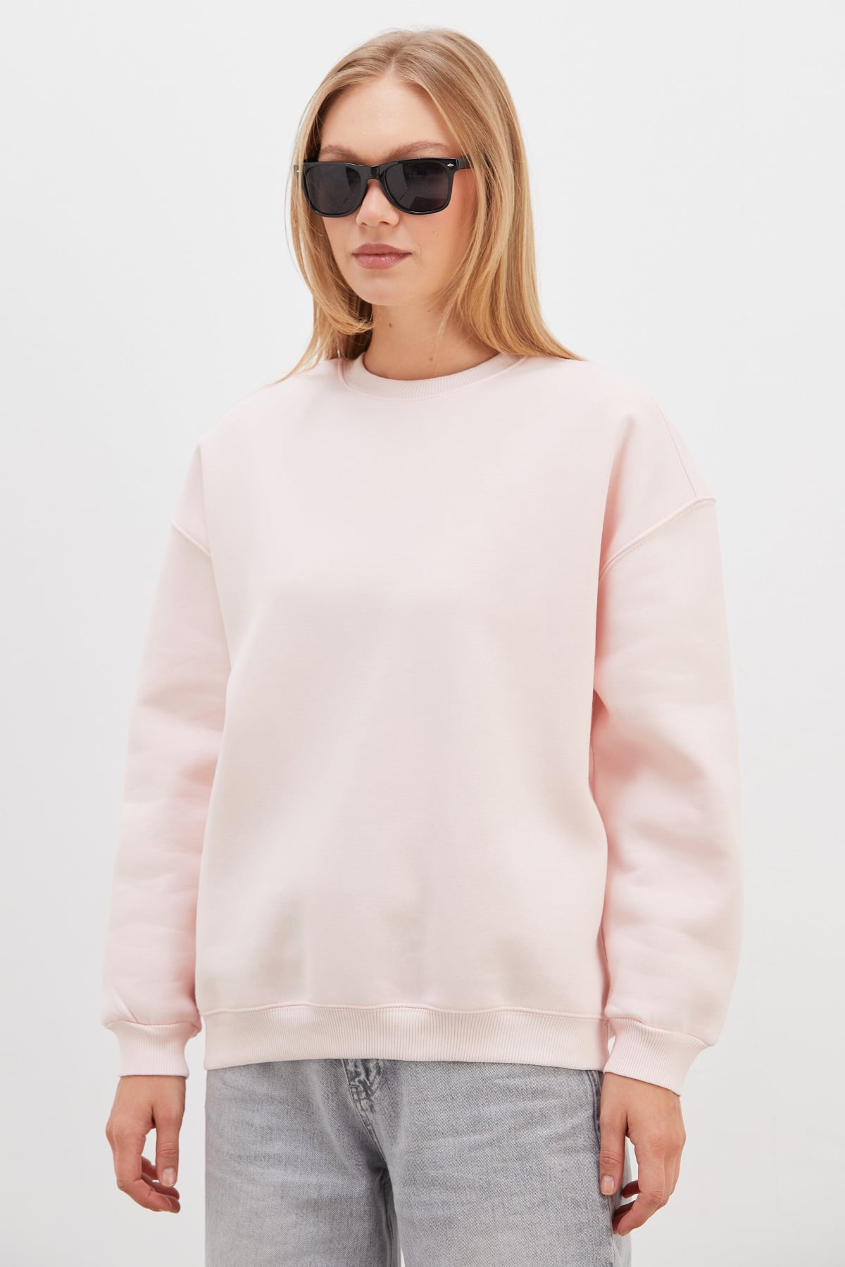 3 İplik Basic Bisiklet Yaka Oversize Sweatshirt 7