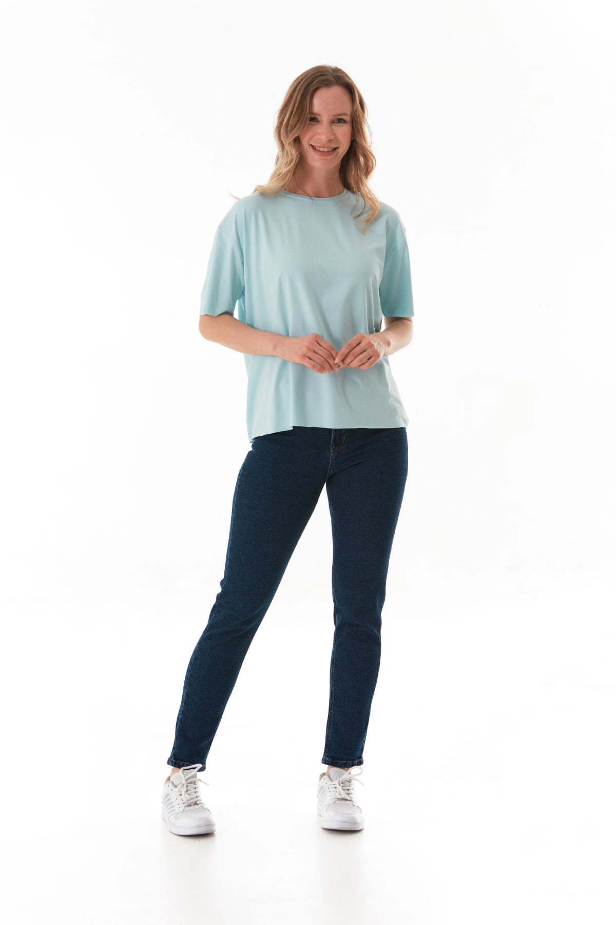 Basic Bisiklet Yaka Oversize Modal Tişört 4