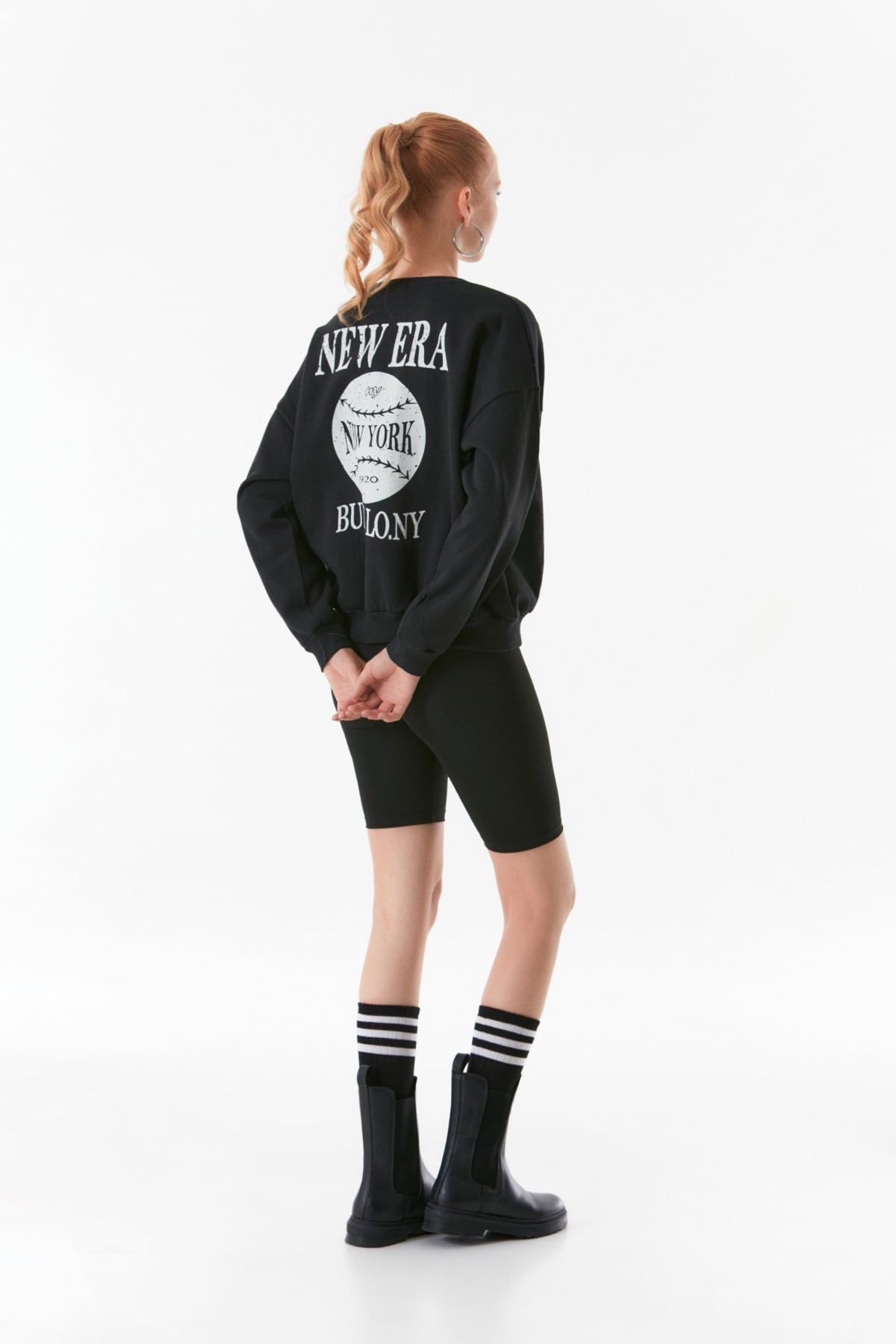 3 İplik New York Baskılı Sweatshirt 7