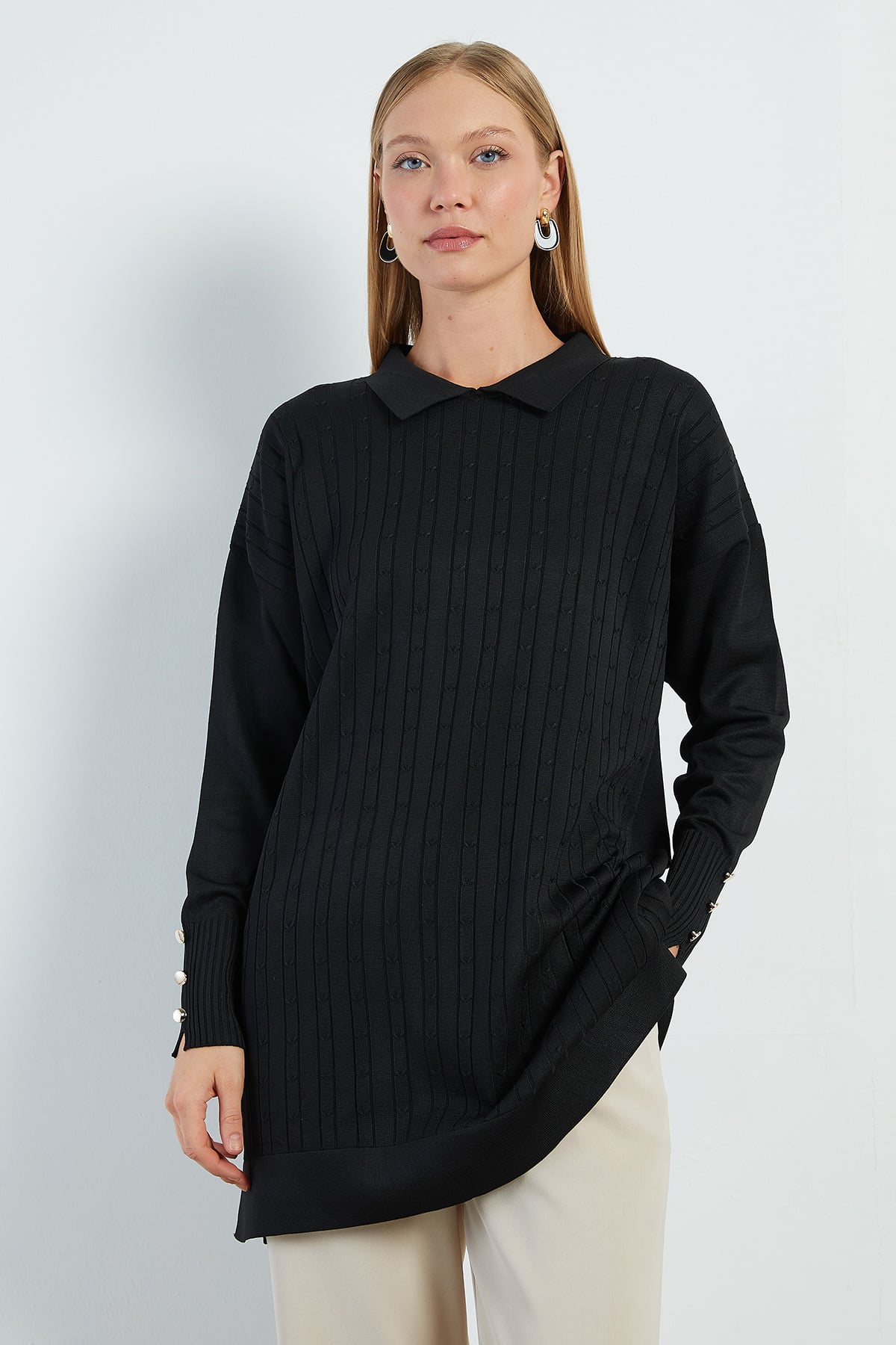 Fullamodest Jakarlı Polo Yaka Tunik 2
