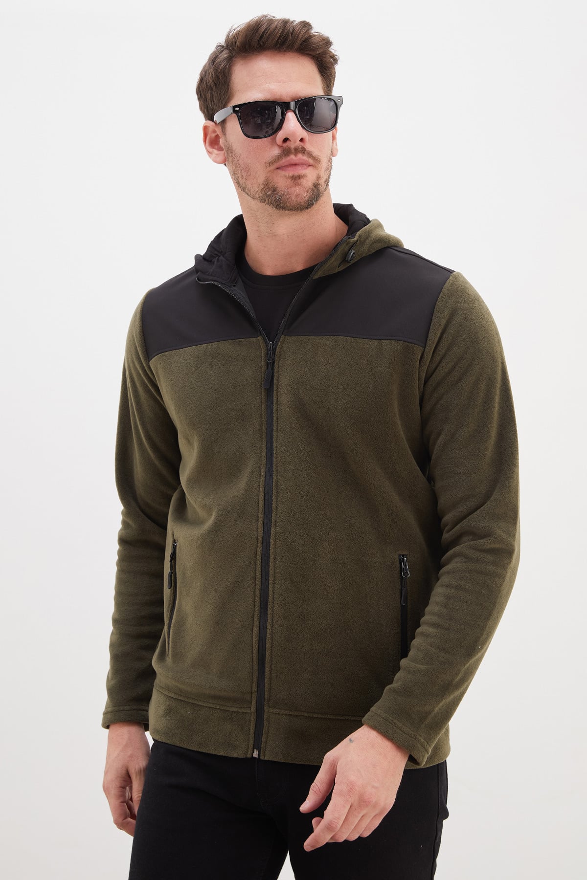 Fermuarlı Kapüşonlu Polar Sweatshirt 7