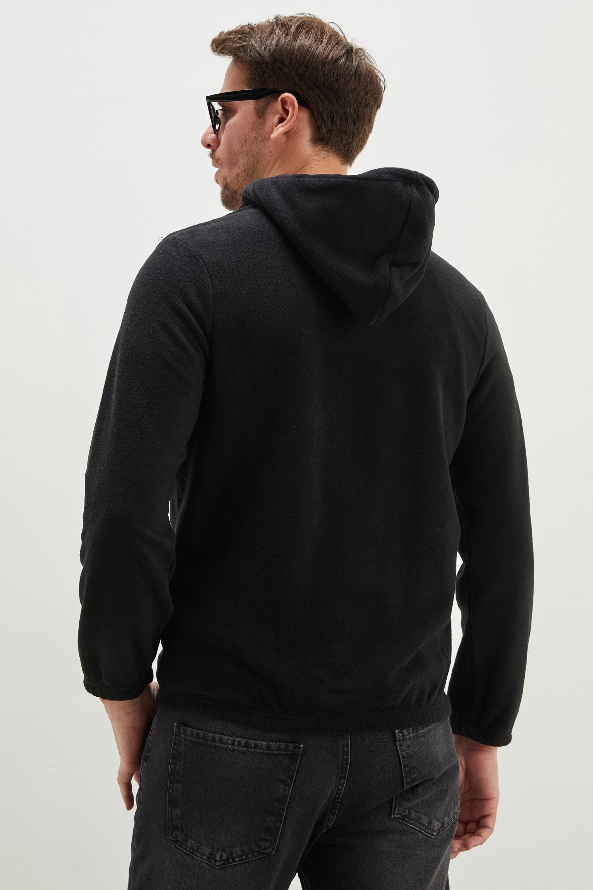 Yarım Fermuarlı Kapüşonlu Polar Sweatshirt 8