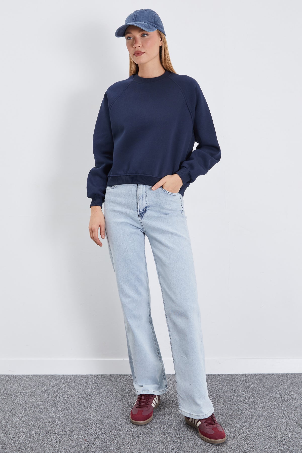 3 İplik Basic Bisiklet Yaka Oversize Sweatshirt 4