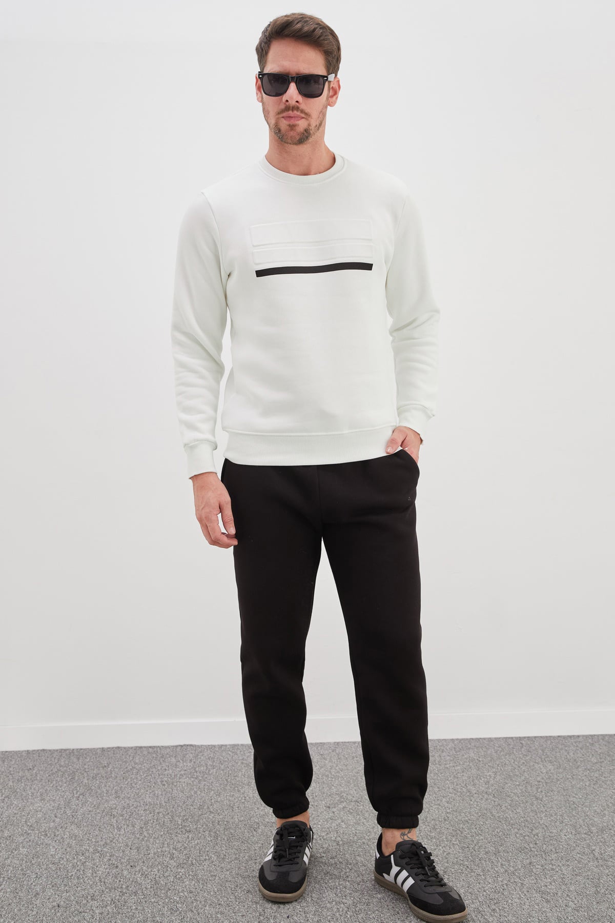 3 İplik Baskılı Bisiklet Yaka Sweatshirt 4