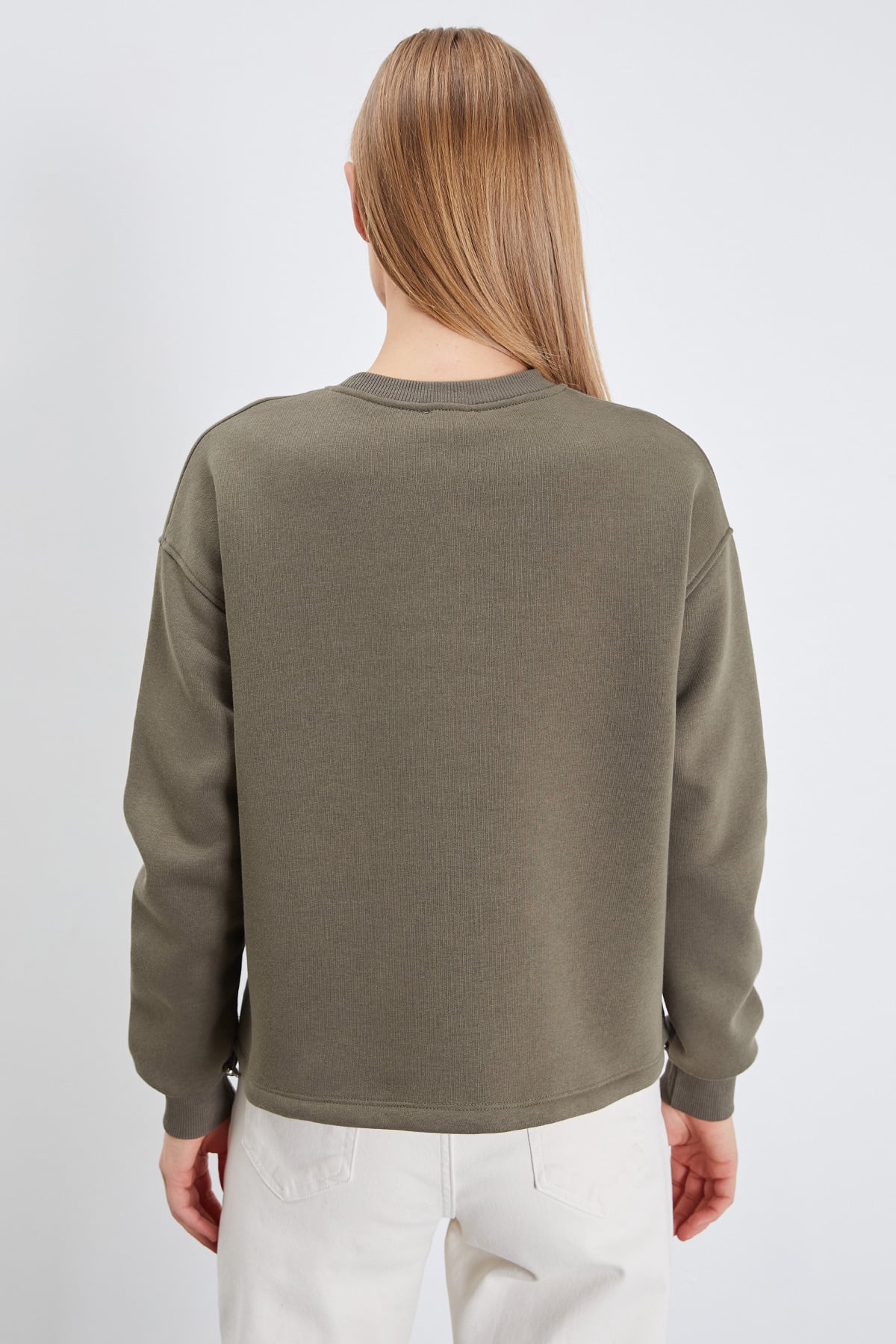 3 İplik İmza Nakışlı Stoperli Oversize Sweatshirt 8