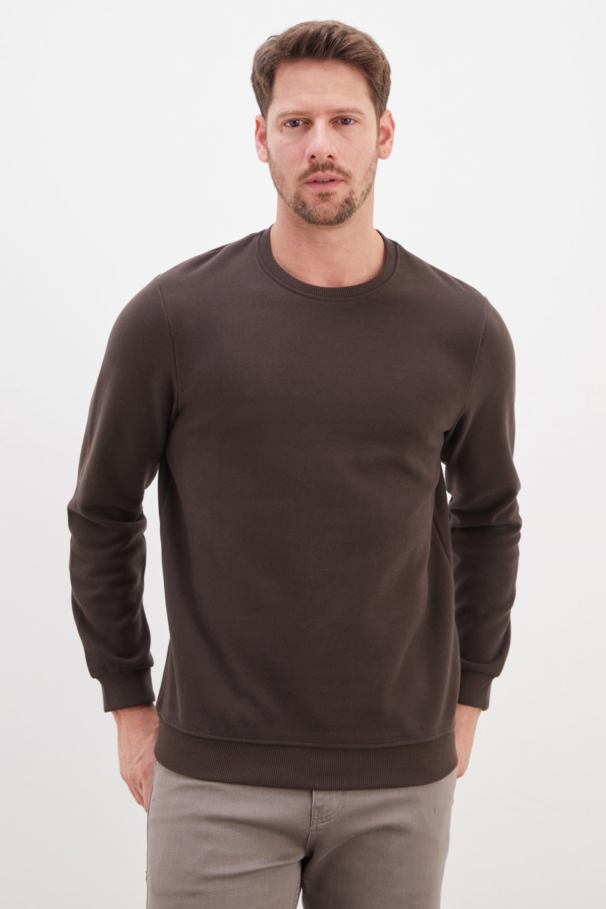 Fitilli Bisiklet Yaka Selanik Örgü Sweatshirt 5