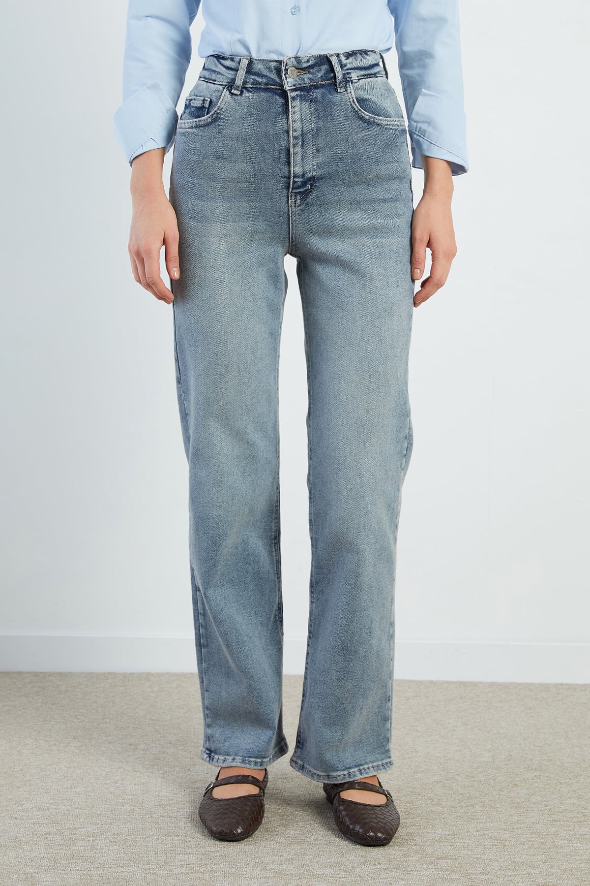 Fermuarlı Straight Fit Jean 2