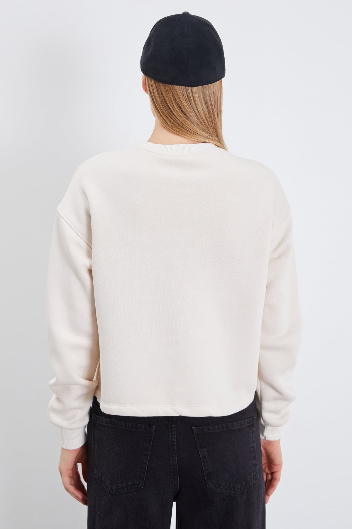 3 İplik İmza Nakışlı Stoperli Oversize Sweatshirt 8