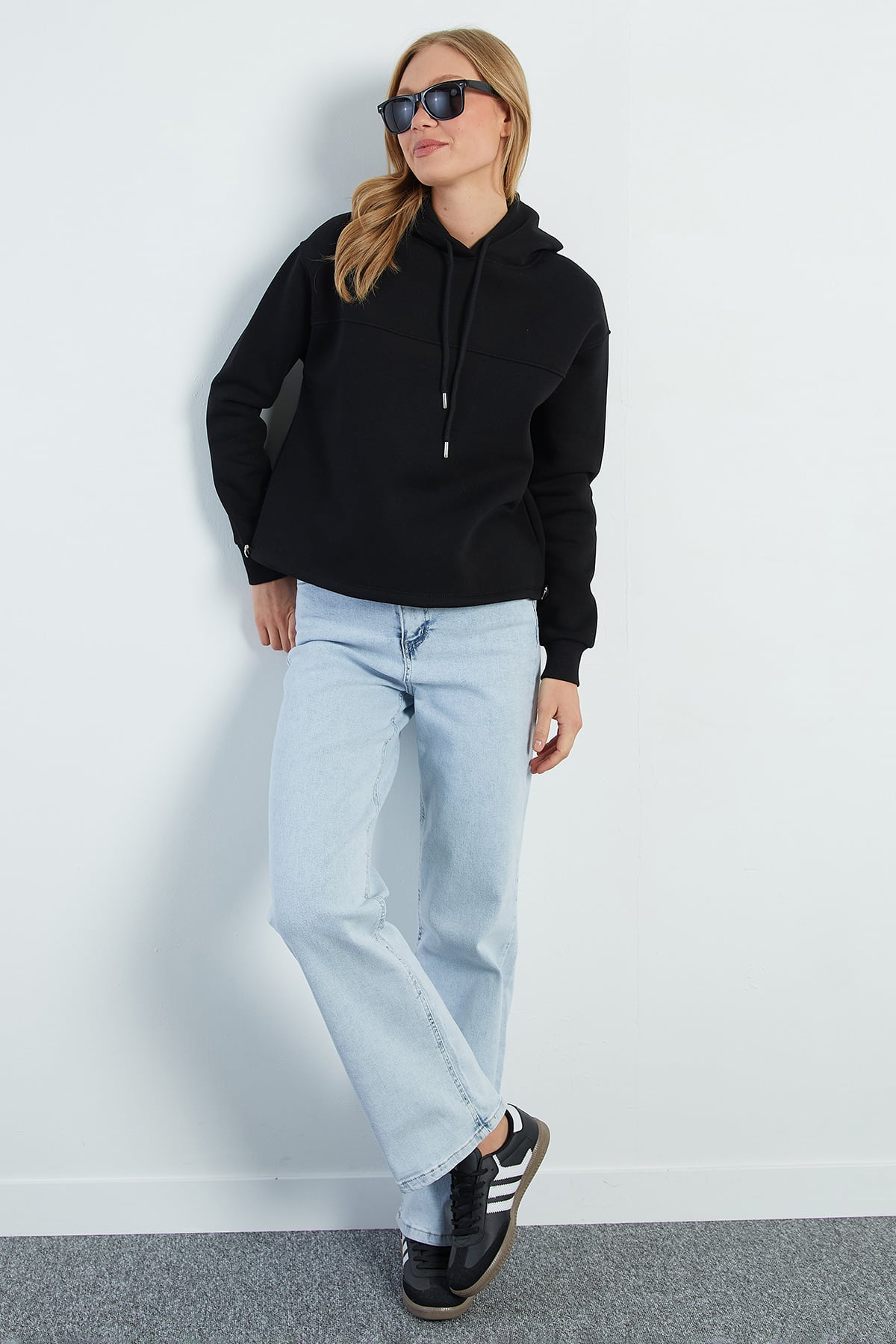 3 İplik Stoperli Kapüşonlu Oversize Sweatshirt 2