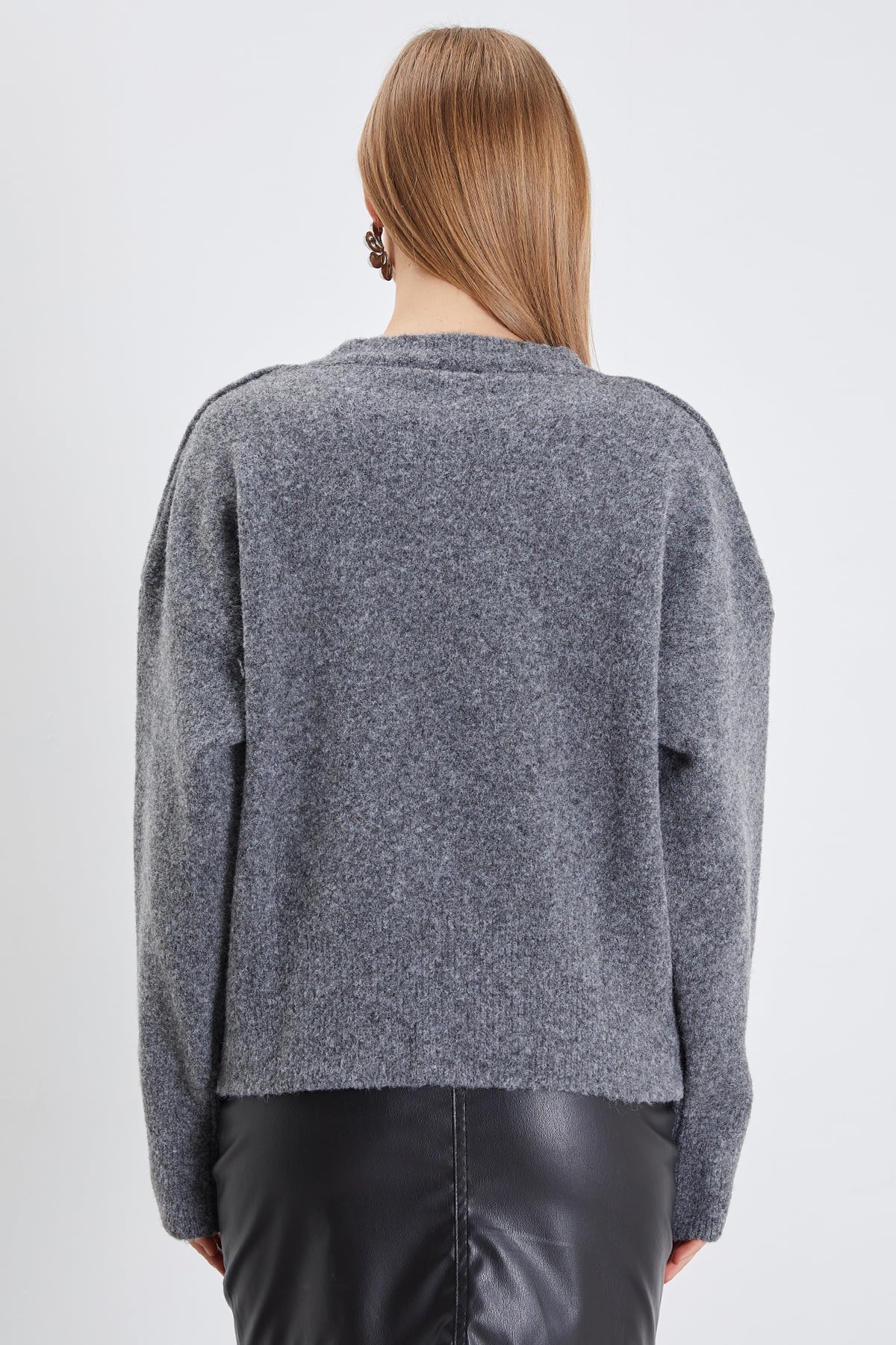 Basic V Yaka Oversize Triko Kazak 8