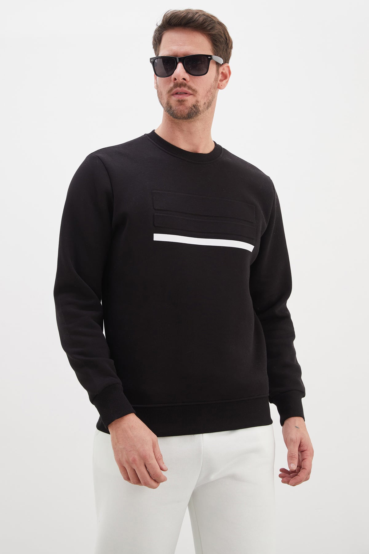 3 İplik Baskılı Bisiklet Yaka Sweatshirt 7