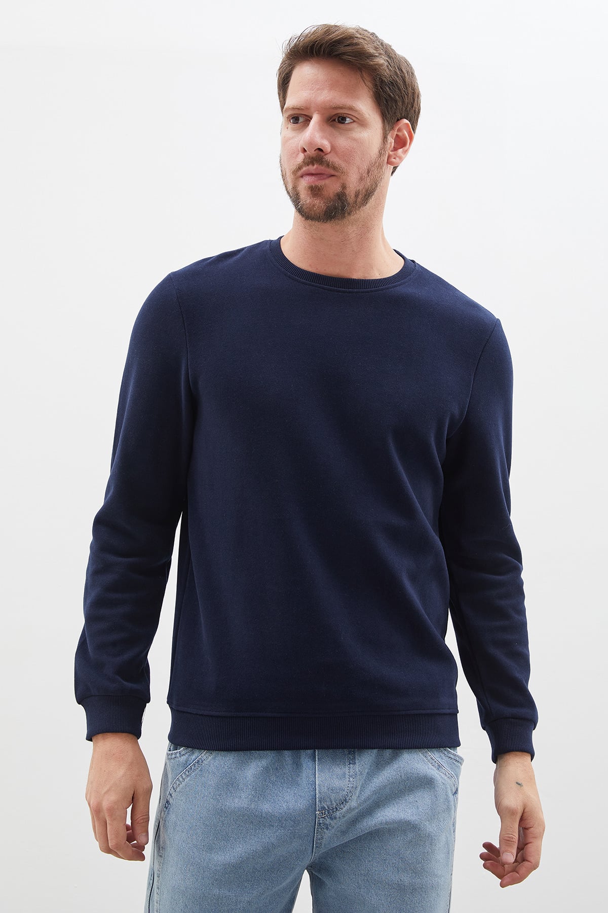 Fitilli Bisiklet Yaka Selanik Örgü Sweatshirt 2