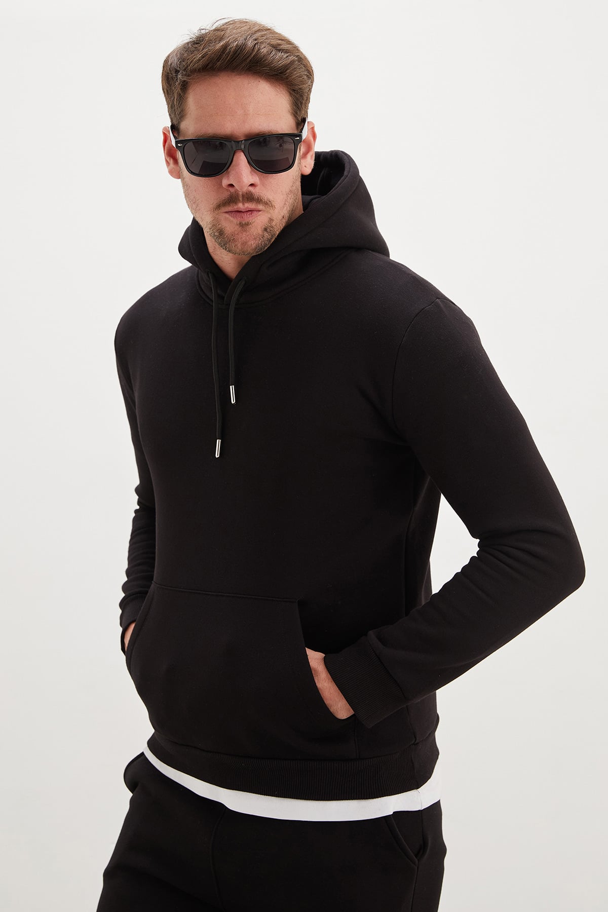3 İplik Basic Kapüşonlu Kanguru Cepli Sweatshirt 6