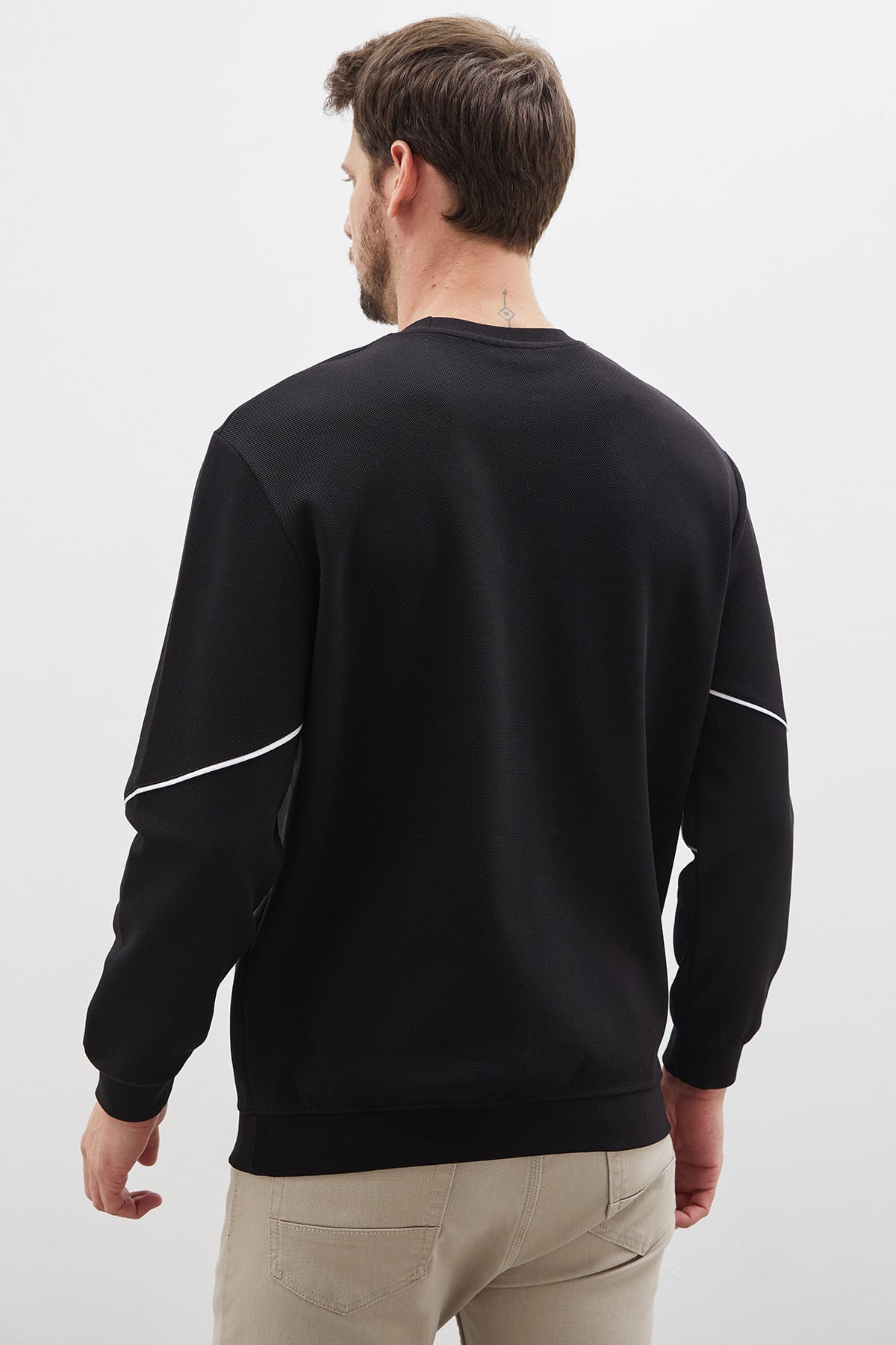 Perfect Baskılı Çizgili Pike Kumaş Sweatshirt 6