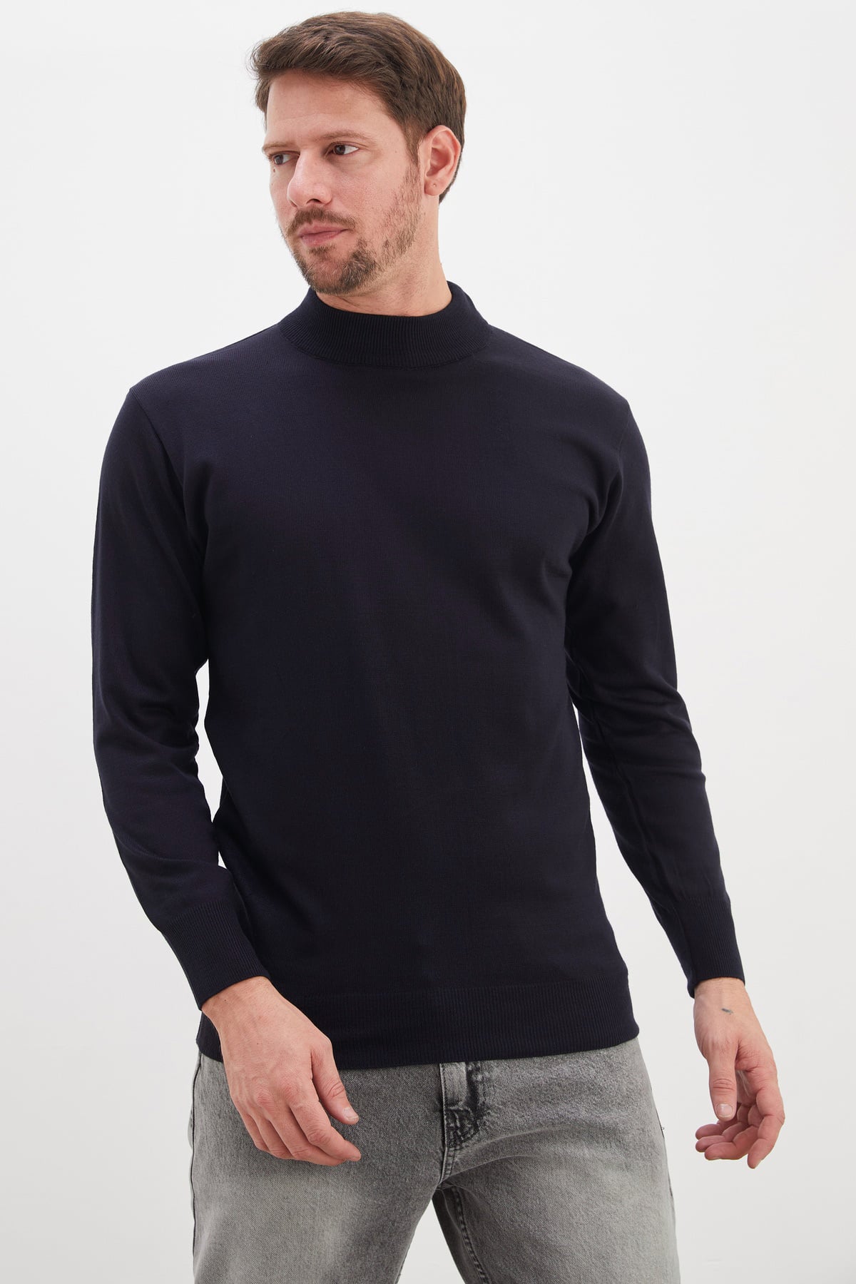 Basic Dik Yaka Regular Fit Triko Kazak 4