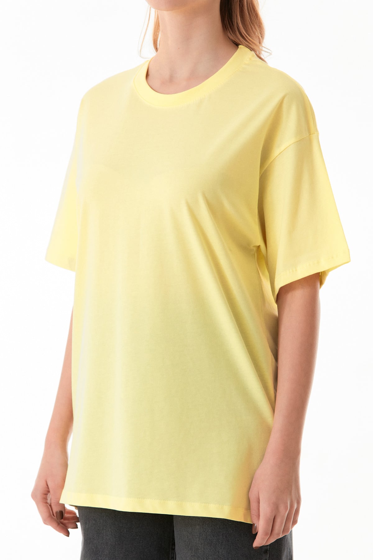 Basic Oversize Bisiklet Yaka Tişört 7
