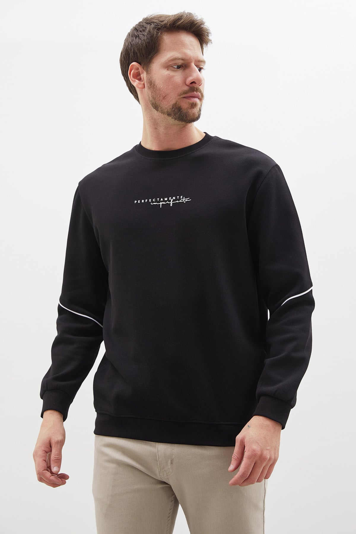 Perfect Baskılı Çizgili Pike Kumaş Sweatshirt 2