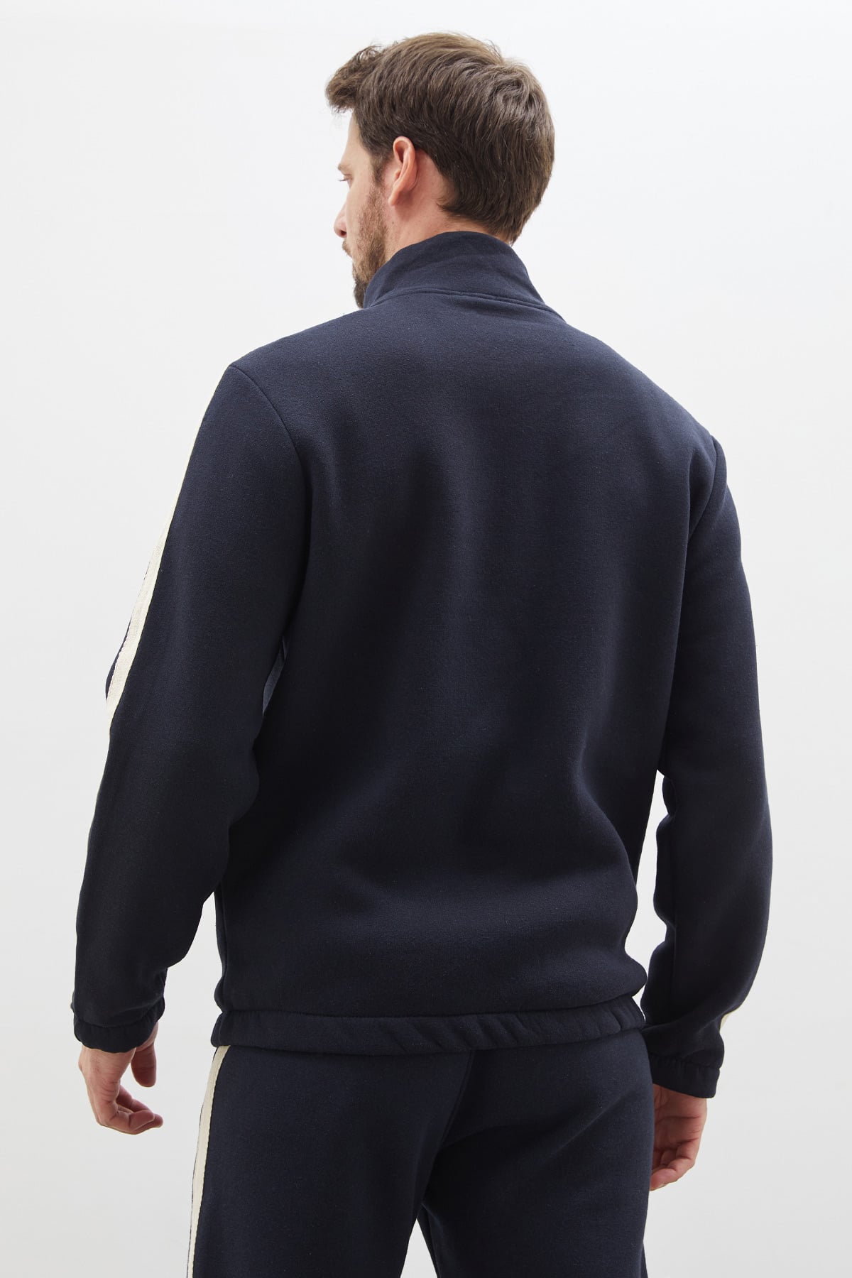 3 İplik Fermuarlı Dik Yaka Kolları Şeritli Ceket 8