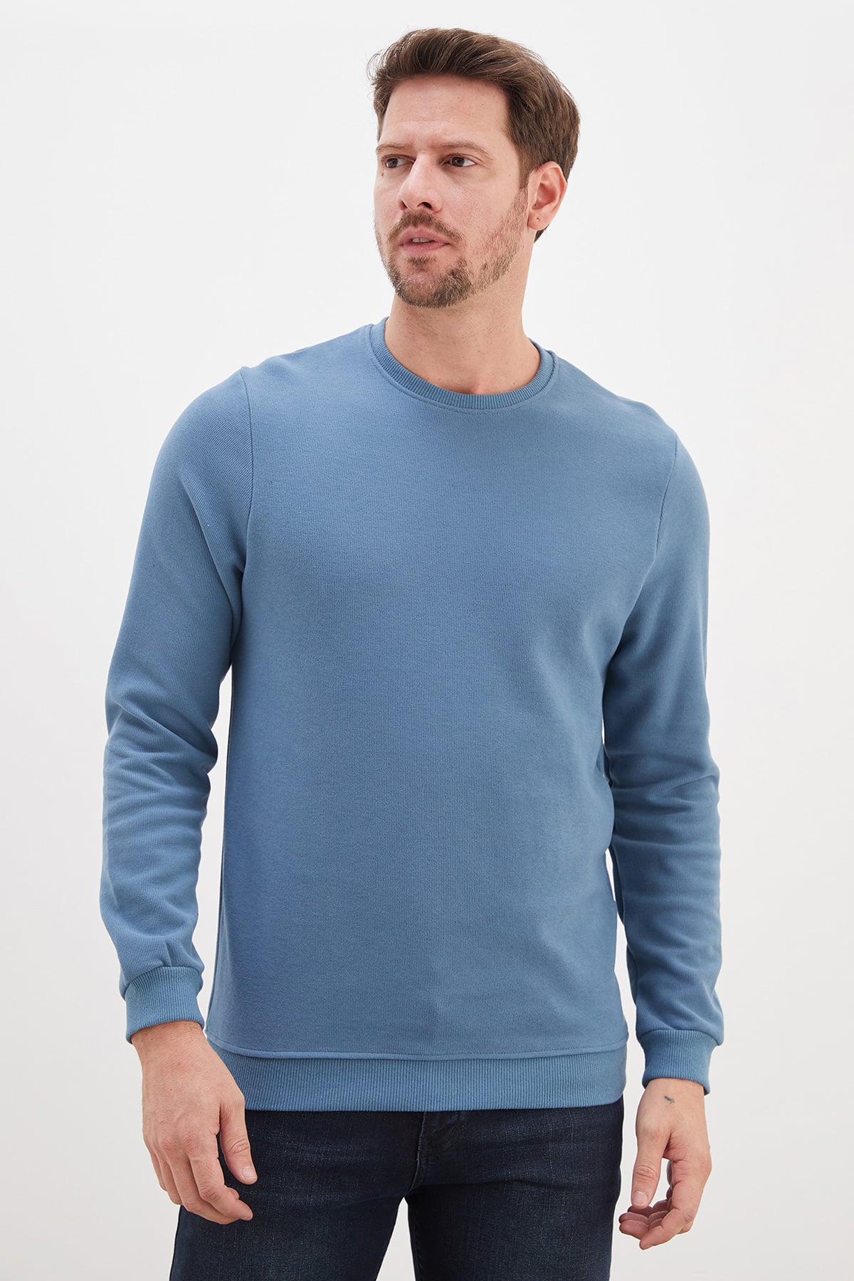 Fitilli Bisiklet Yaka Selanik Örgü Sweatshirt 2
